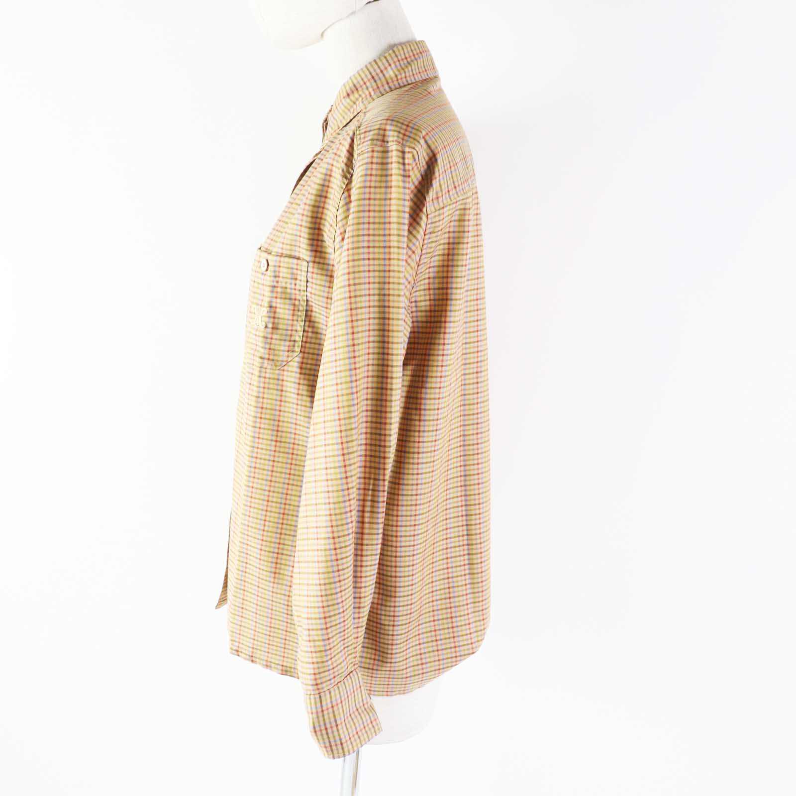 Celine Cotton Triomphe Embroidery Check Shirt