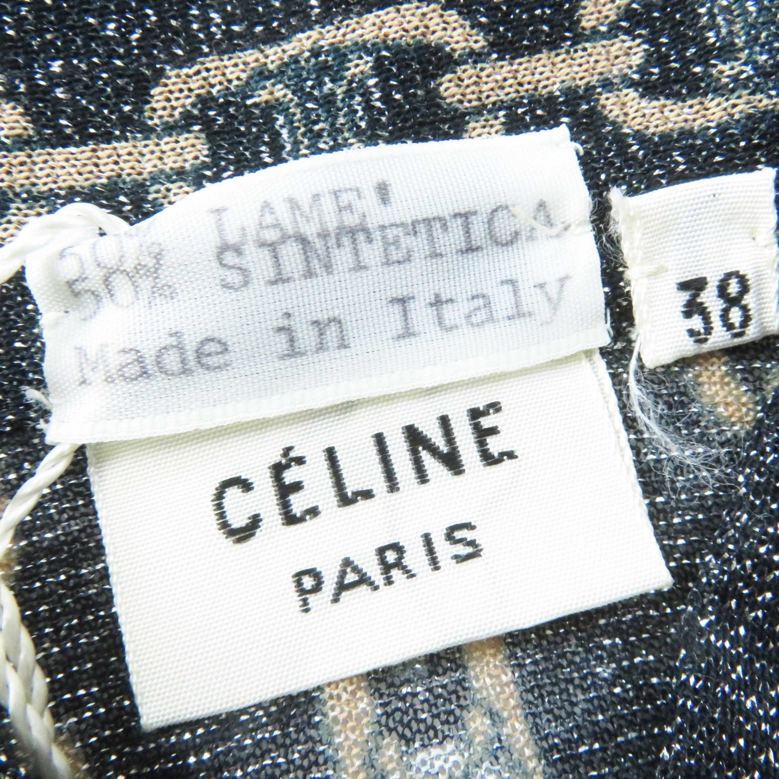 Celine Triomphe Chain Glitter Shirt Black Beige 38