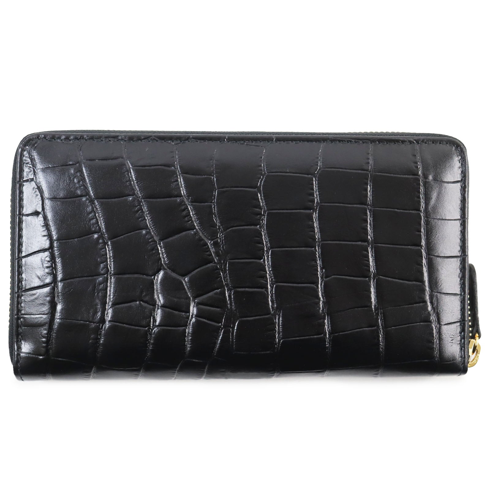 Crocodile-embossed Leather Long Wallet