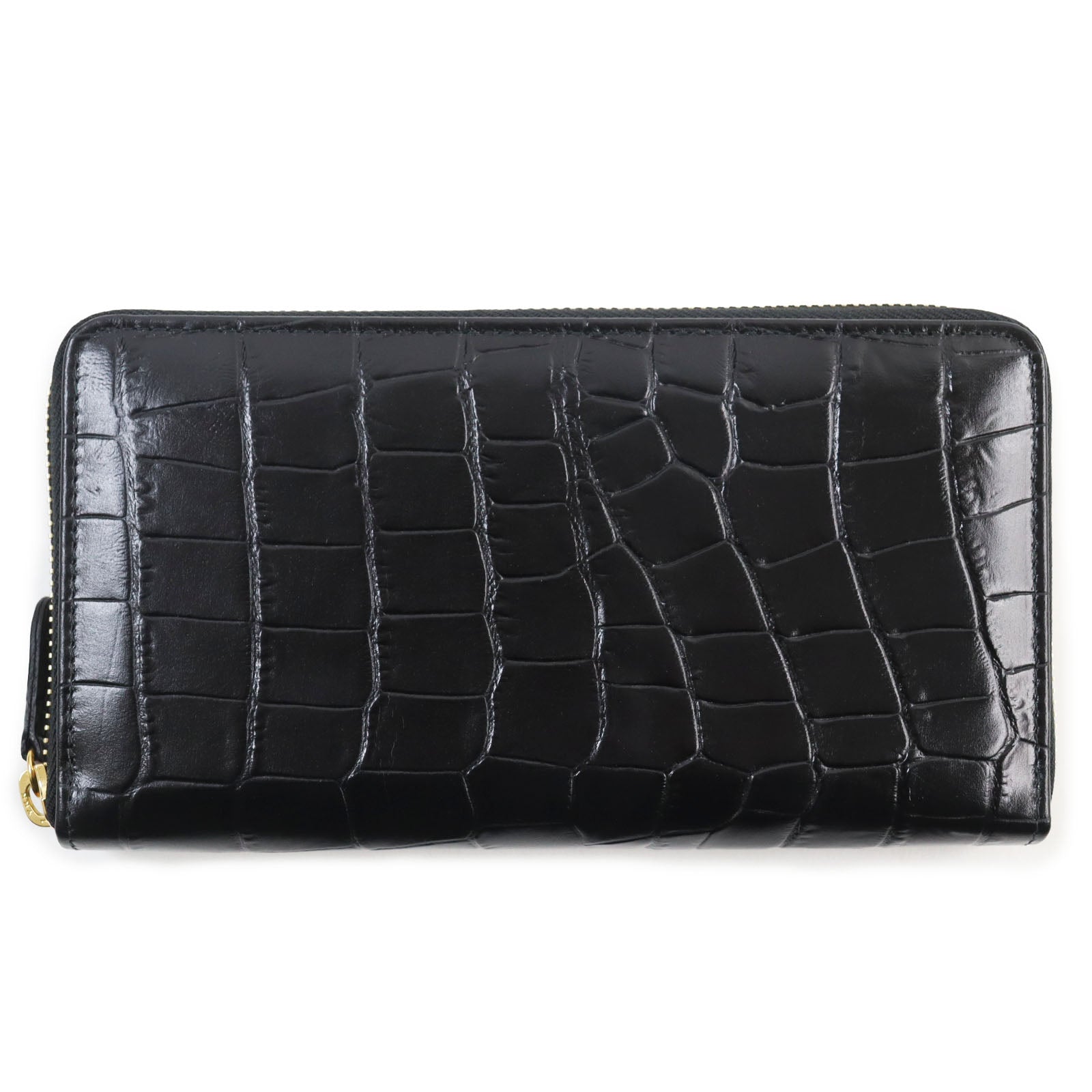 Crocodile-embossed Leather Long Wallet