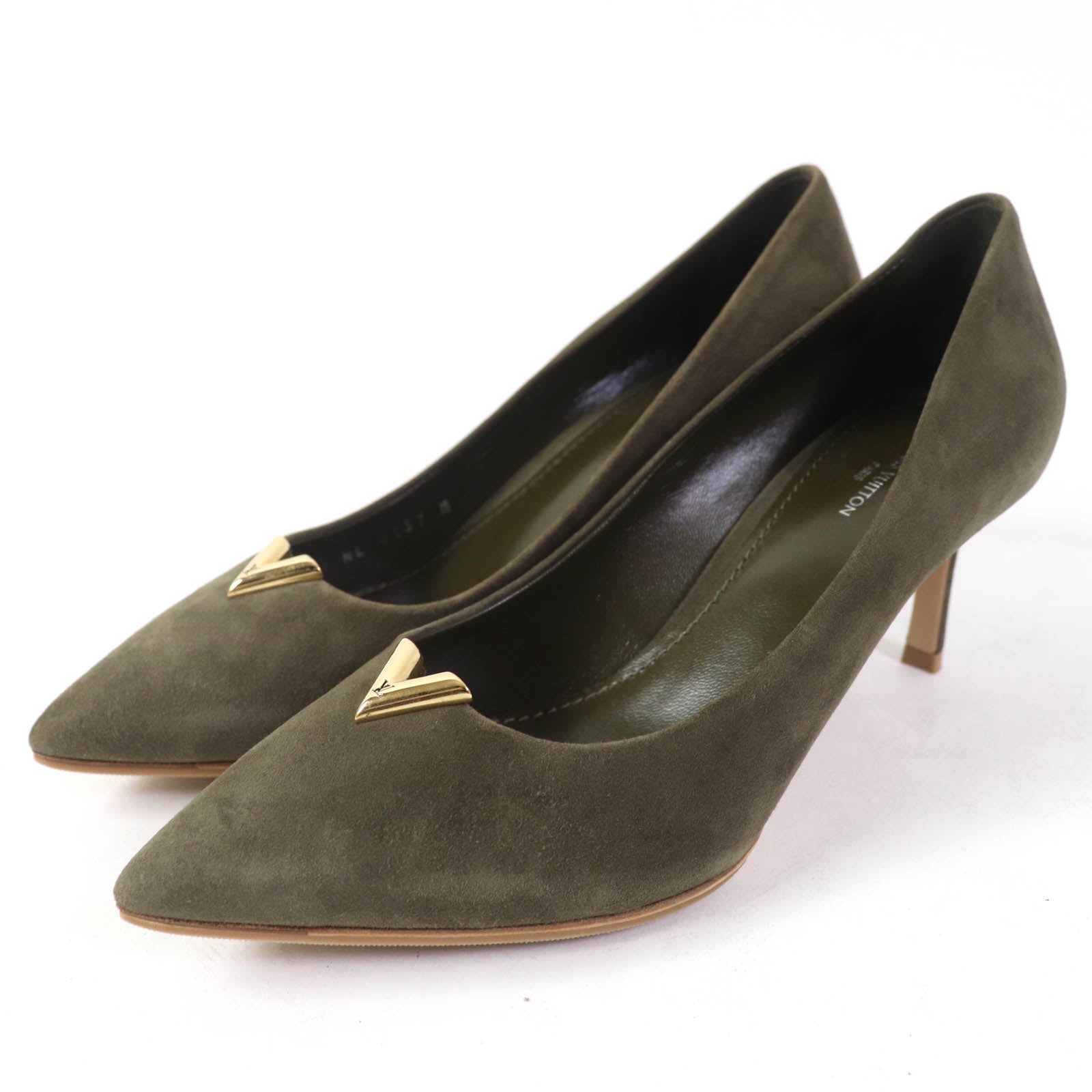 Louis Vuitton Suede Leather Pumps Khaki 37