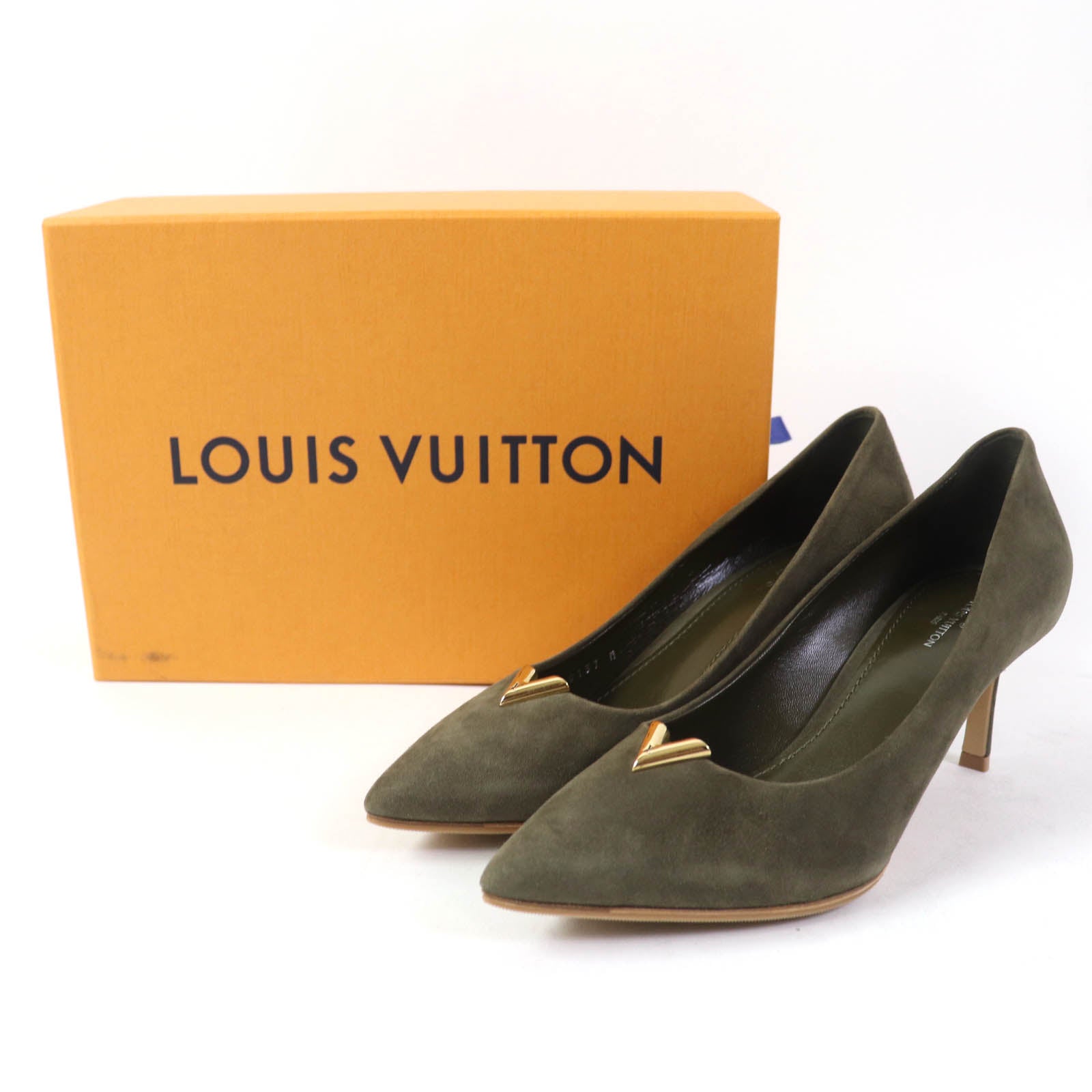 Louis Vuitton Suede Leather Pumps Khaki 37