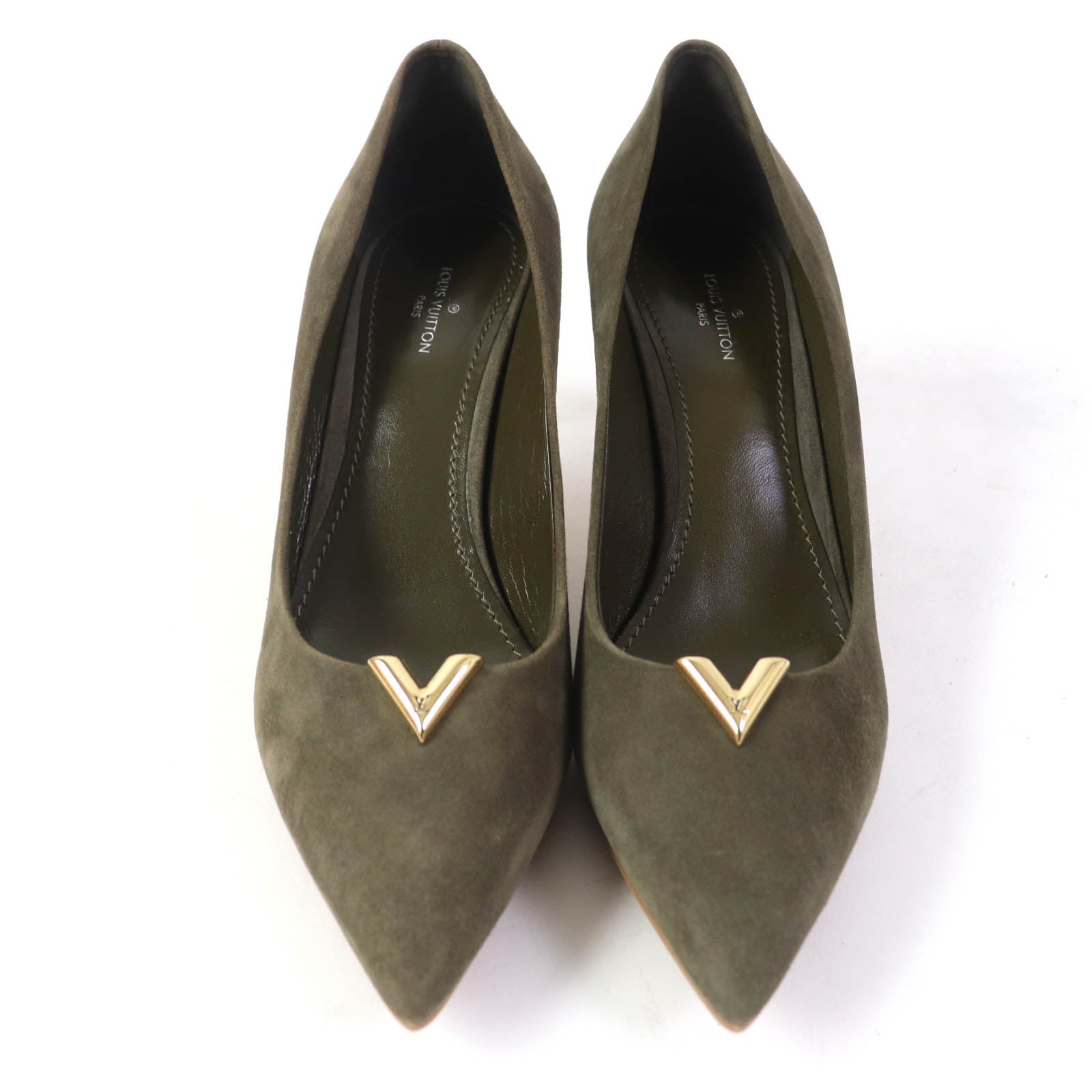 Louis Vuitton Suede Leather Pumps Khaki 37