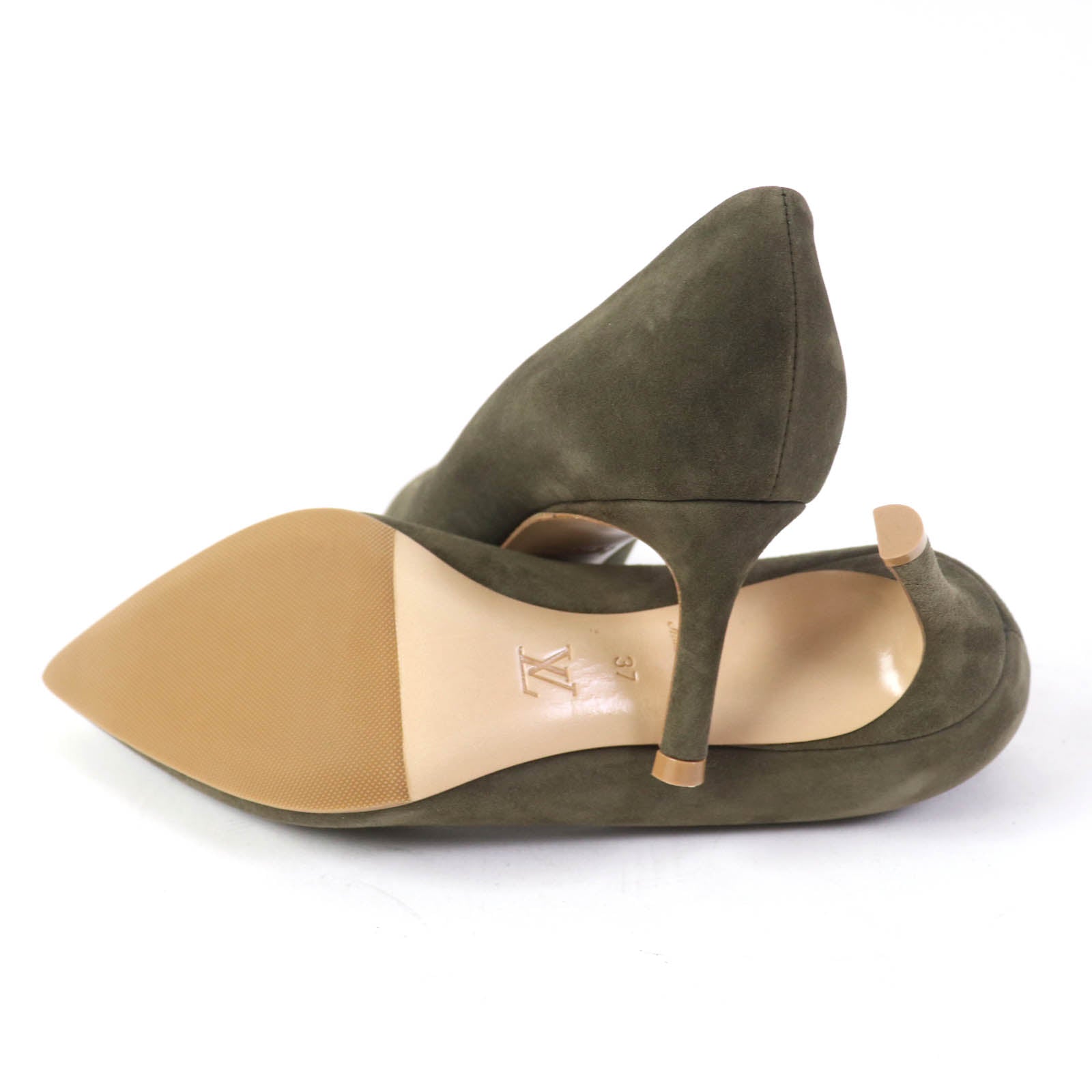 Louis Vuitton Suede Leather Pumps Khaki 37