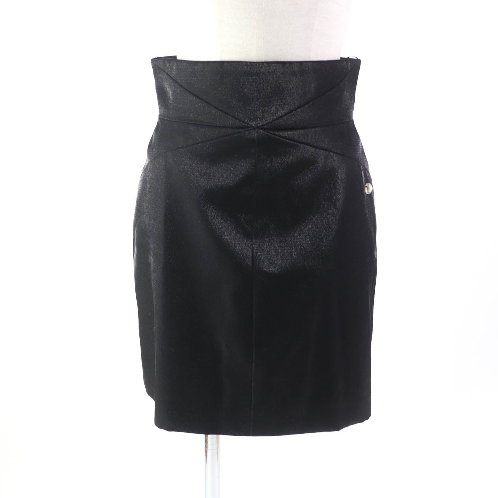 Chanel Wool Trapezoid Skirt Black 36