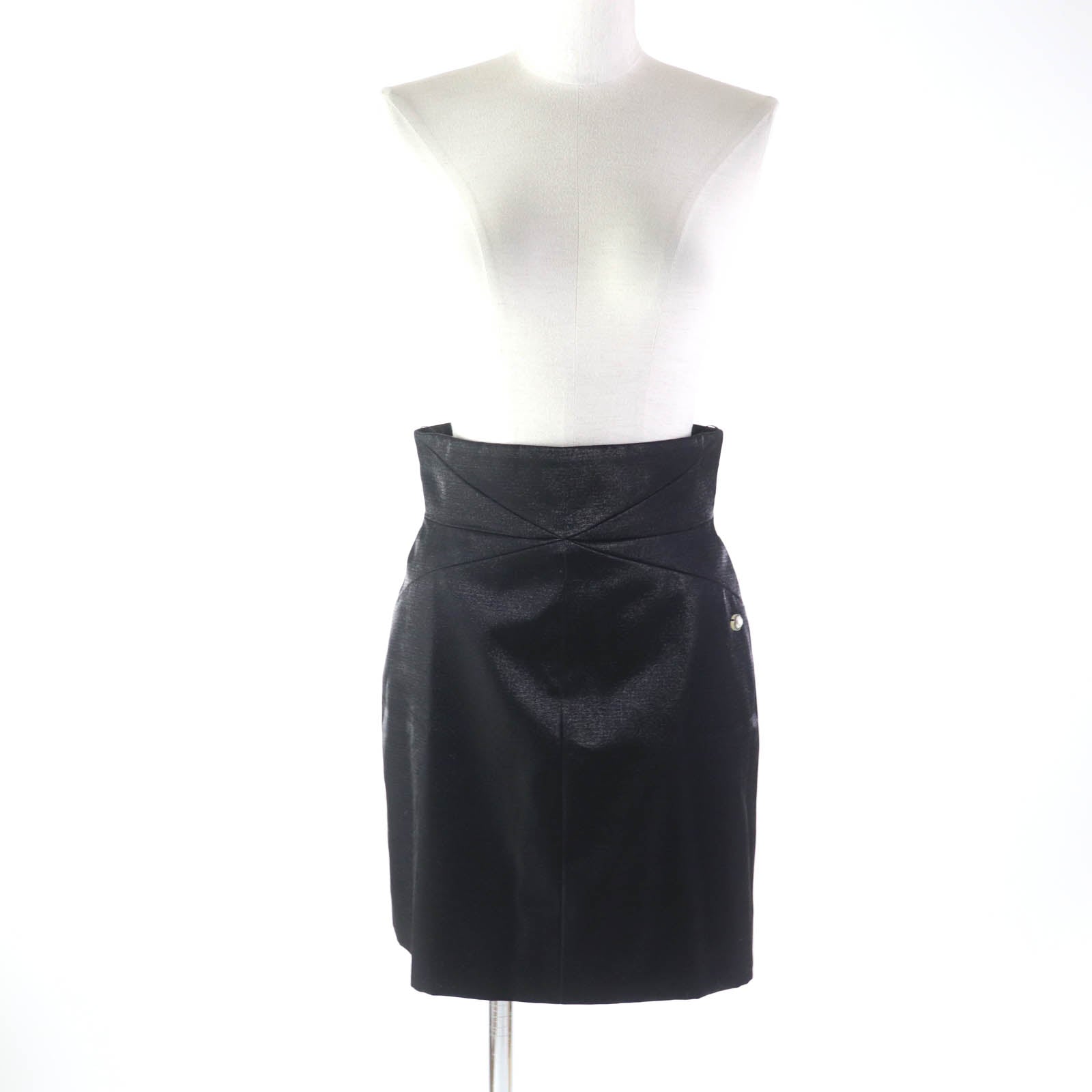 Chanel Wool Trapezoid Skirt Black 36