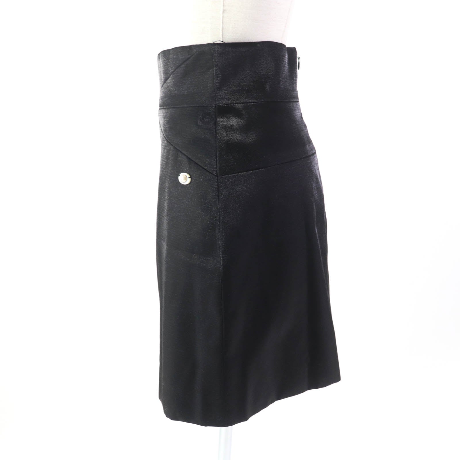 Chanel Wool Trapezoid Skirt Black 36