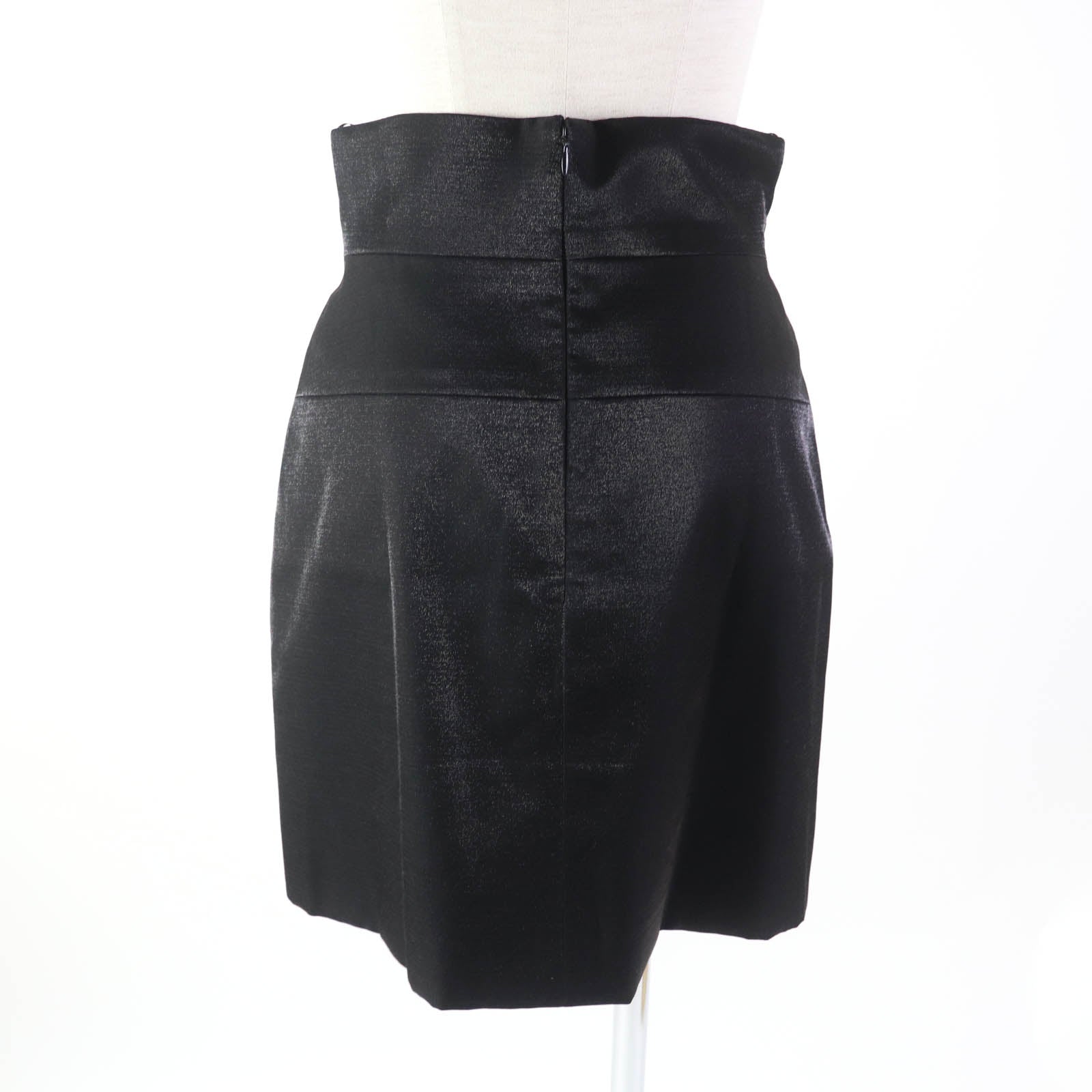 Chanel Wool Trapezoid Skirt Black 36