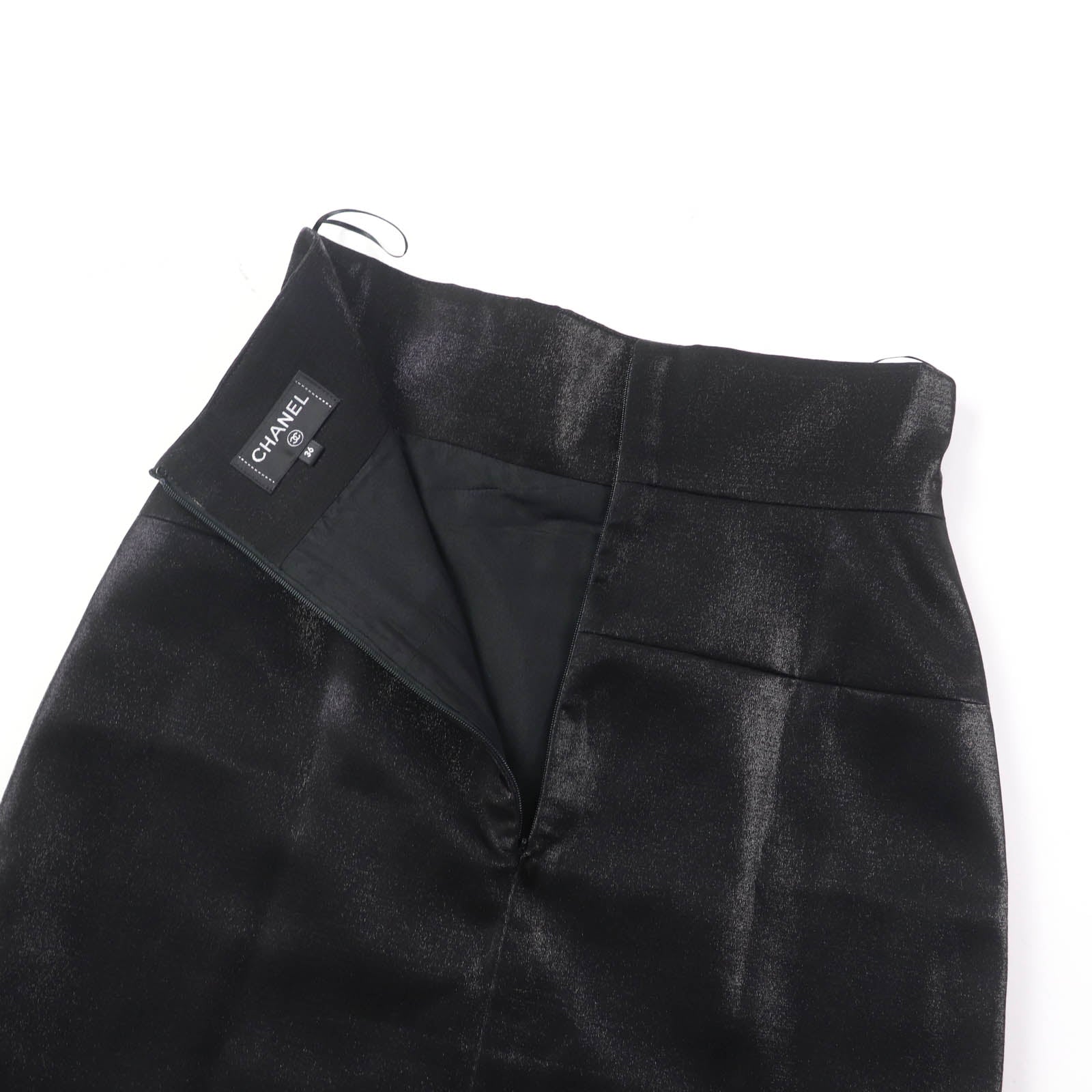 Chanel Wool Trapezoid Skirt Black 36