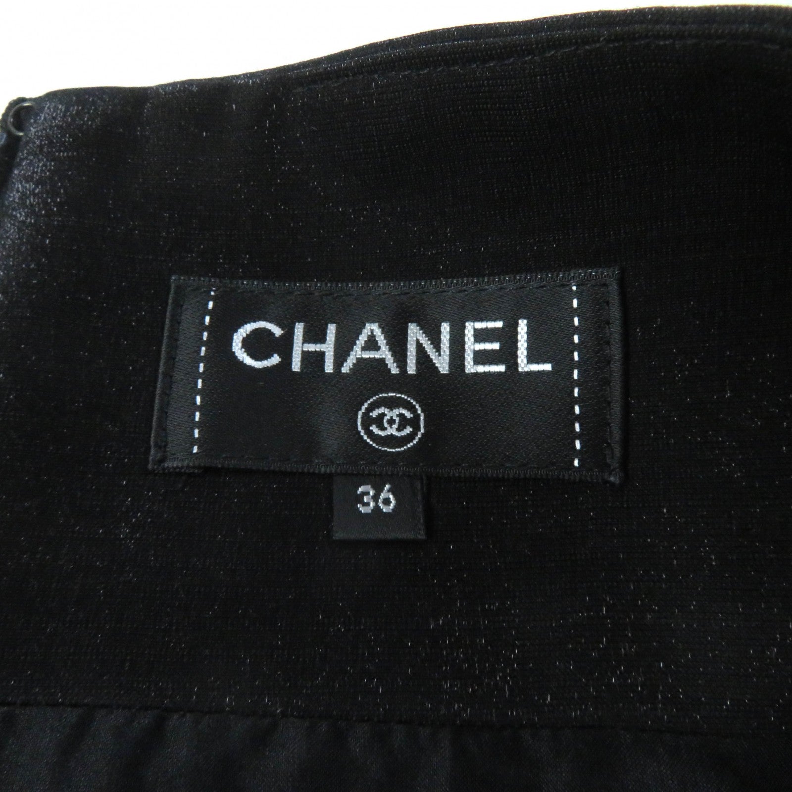 Chanel Wool Trapezoid Skirt Black 36