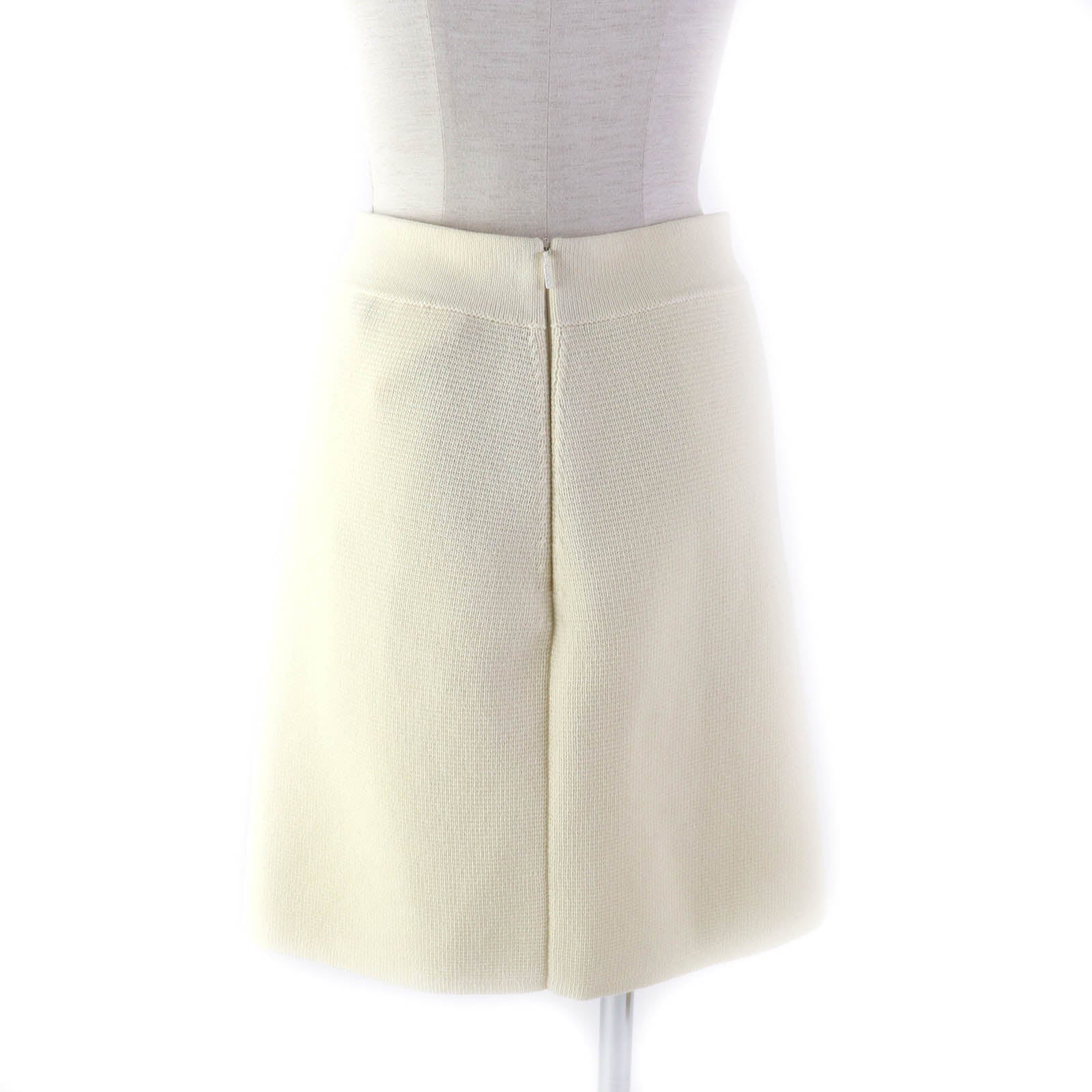 Gucci Wool Trapezoid Knit Skirt Ivory M