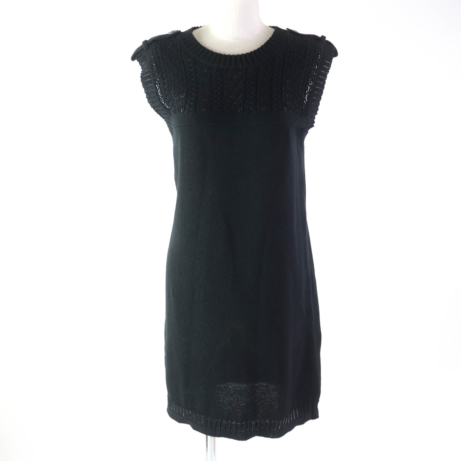 Chanel Cotton Sleeveless Knit Dress Black 38