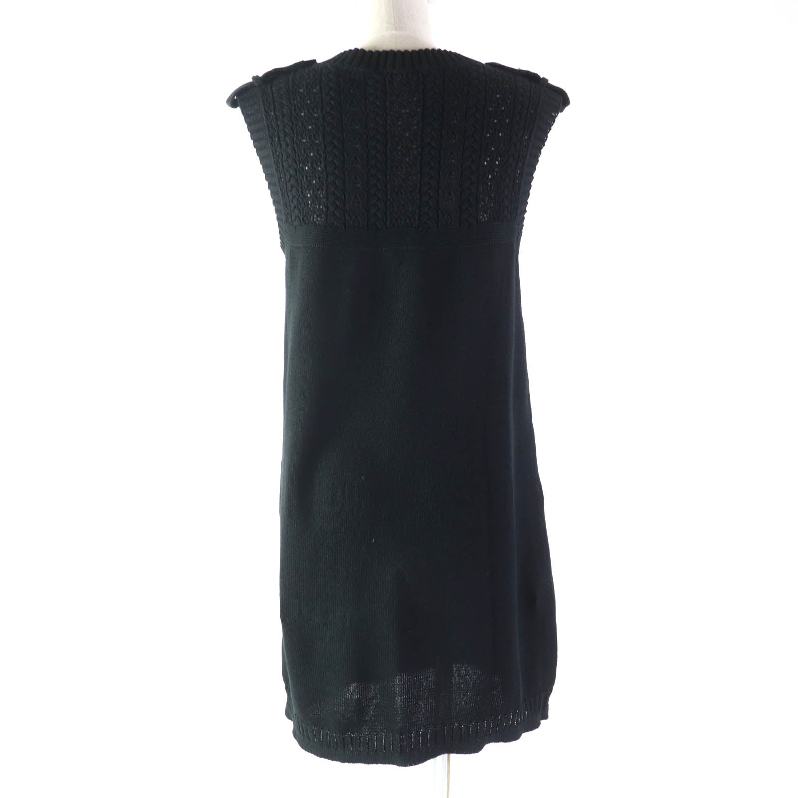 Chanel Cotton Sleeveless Knit Dress Black 38