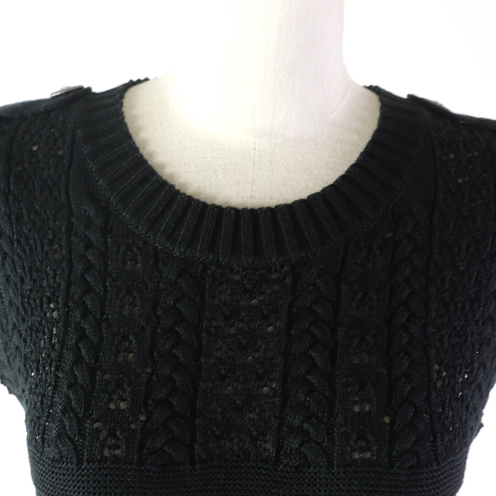 Chanel Cotton Sleeveless Knit Dress Black 38