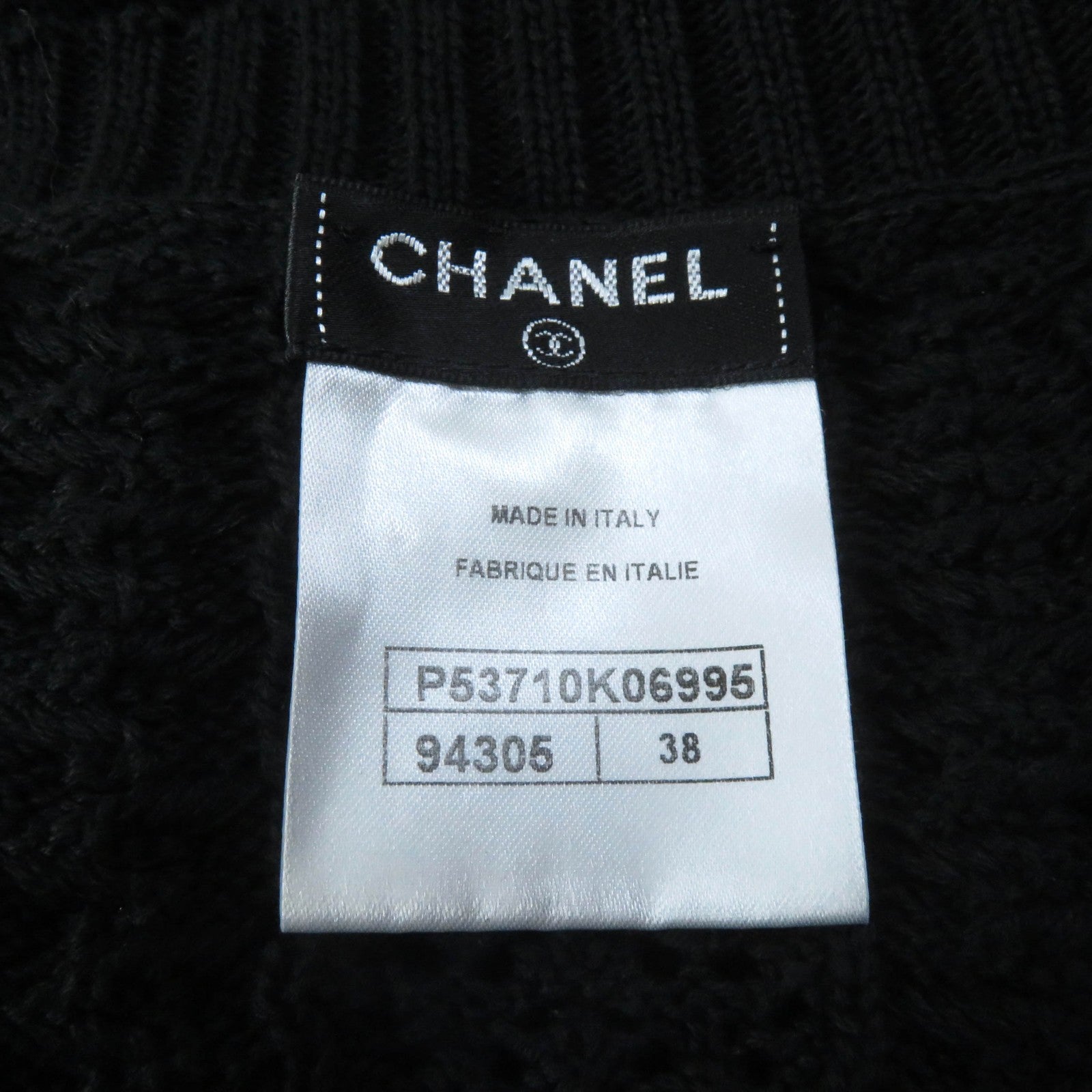 Chanel Cotton Sleeveless Knit Dress Black 38