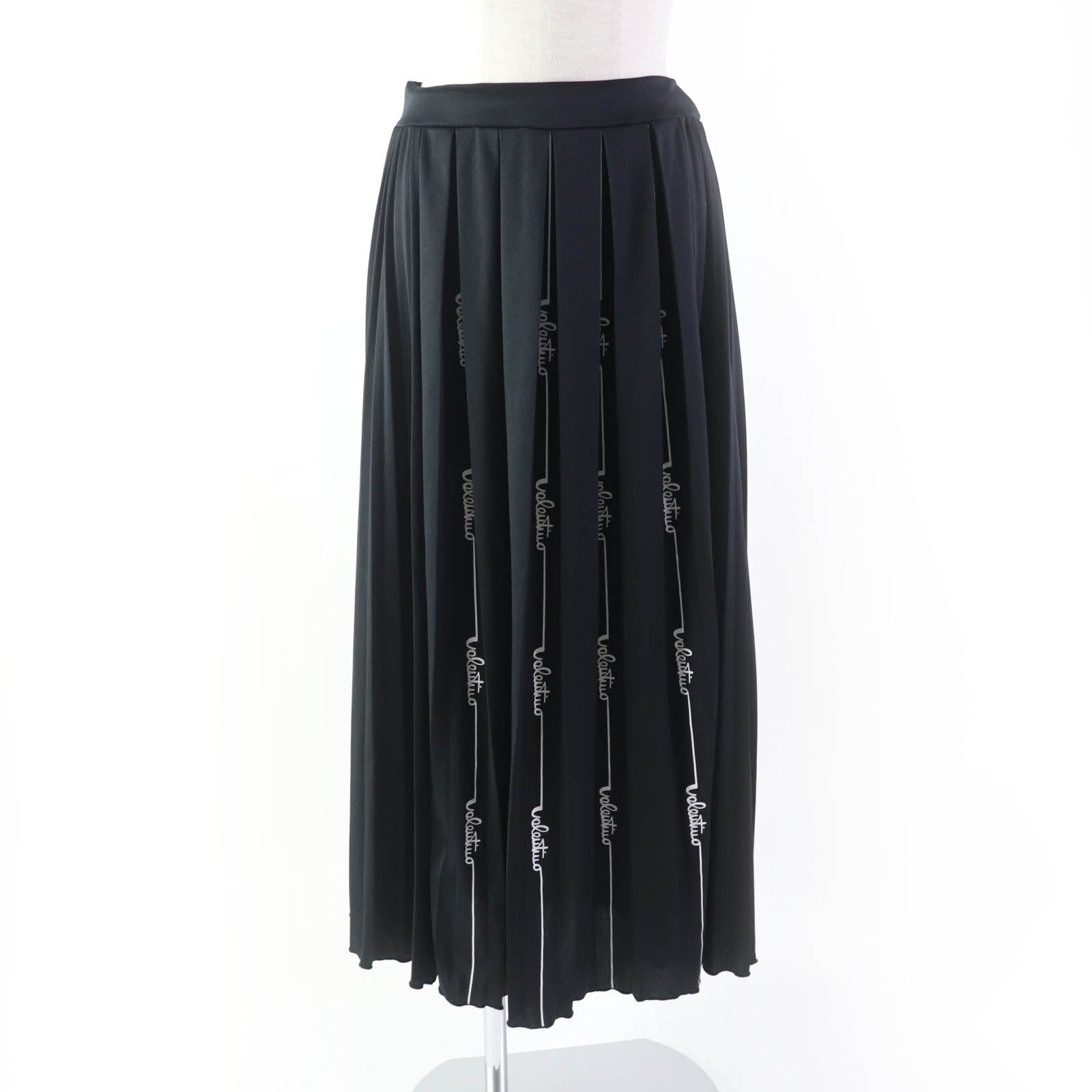 Valentino Logo Pleated Skirt Black S