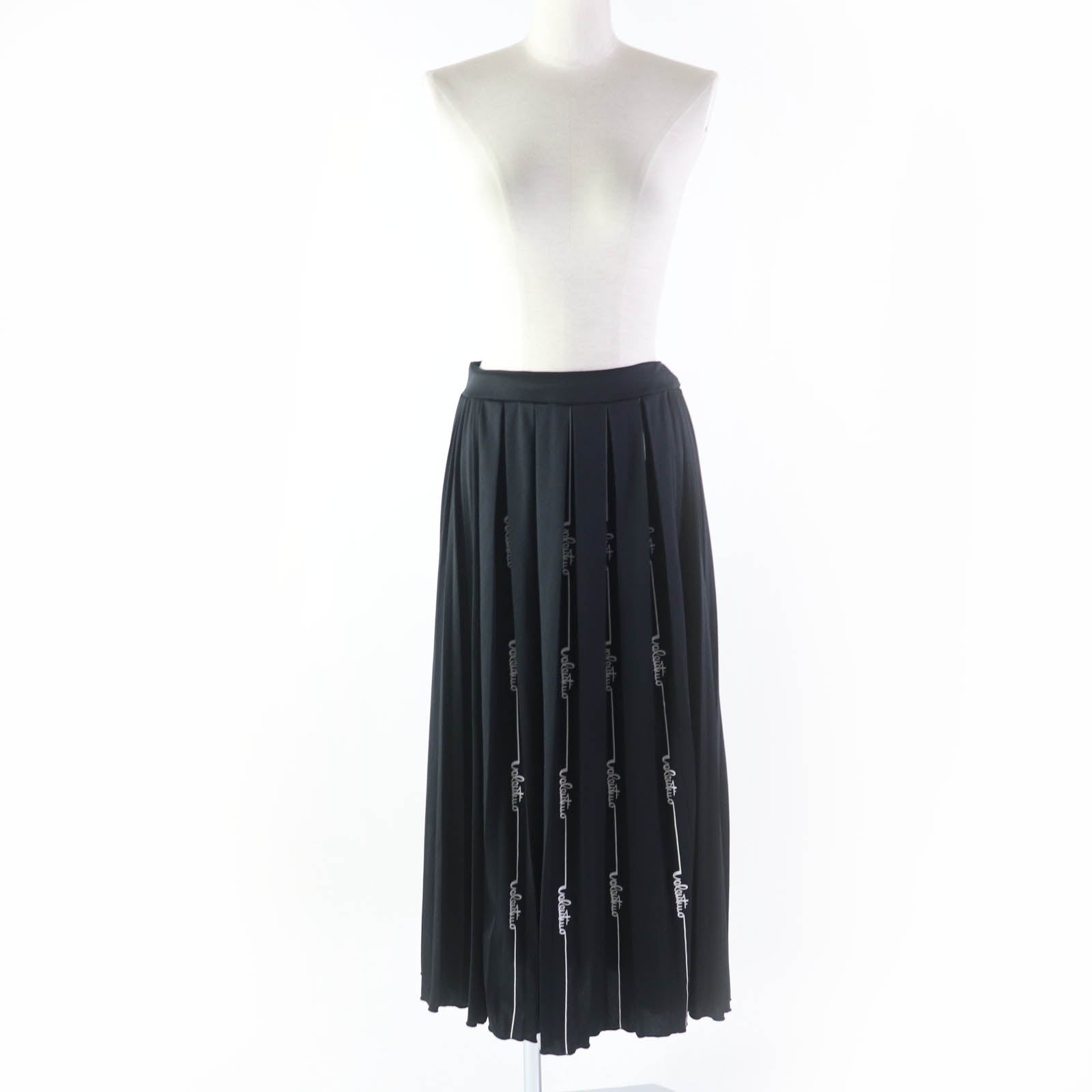 Valentino Logo Pleated Skirt Black S