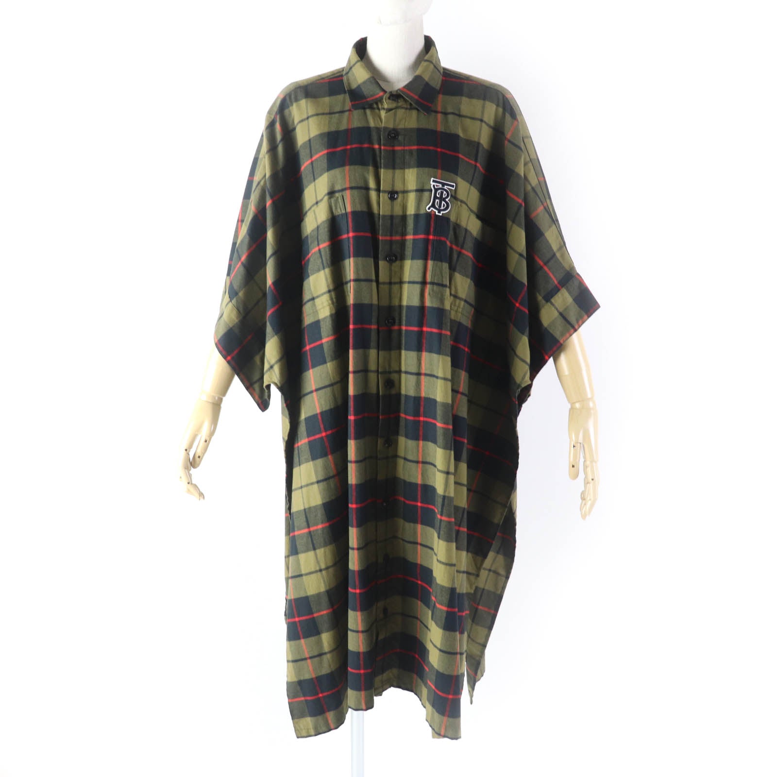 Burberry TB Logo Check Poncho Khaki S/M