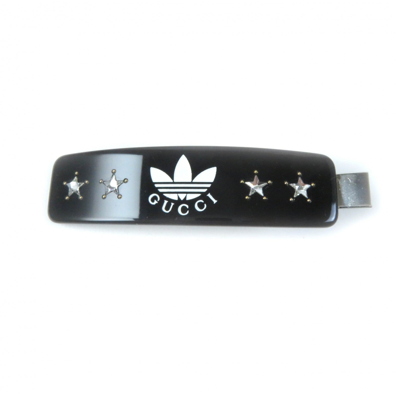 Gucci Star Rhinestone Logo Barrette Hair Clip