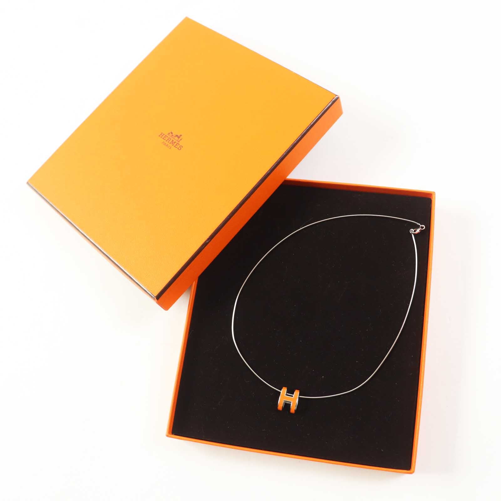 Hermes Gold Plated H Necklace Silver