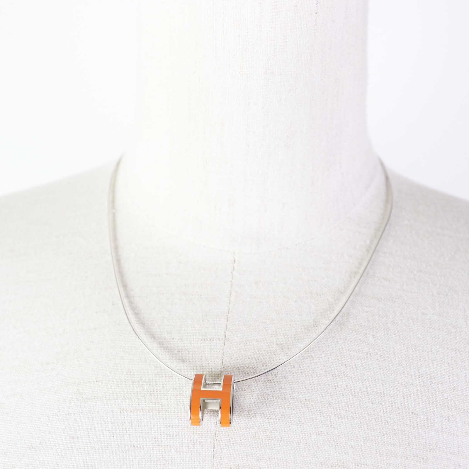 Hermes Gold Plated H Necklace Silver