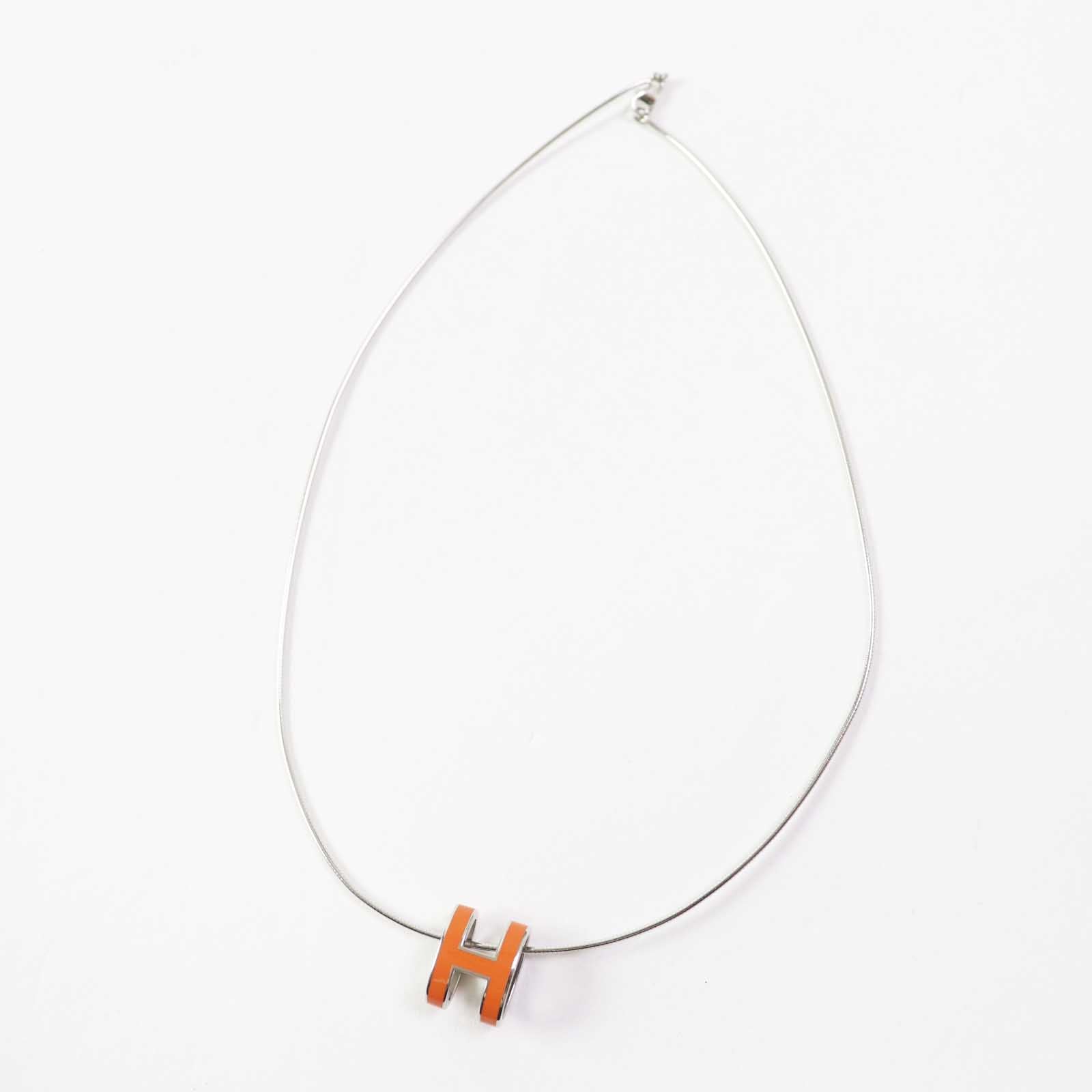 Hermes Gold Plated H Necklace Silver