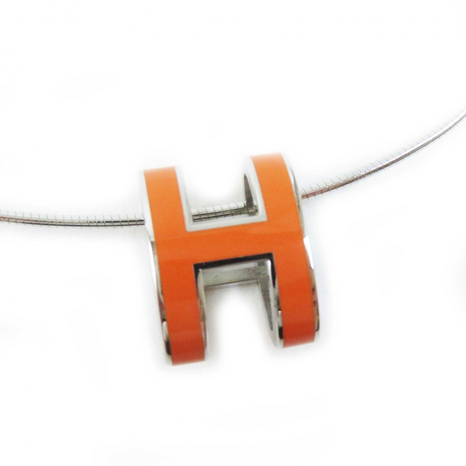 Hermes Gold Plated H Necklace Silver