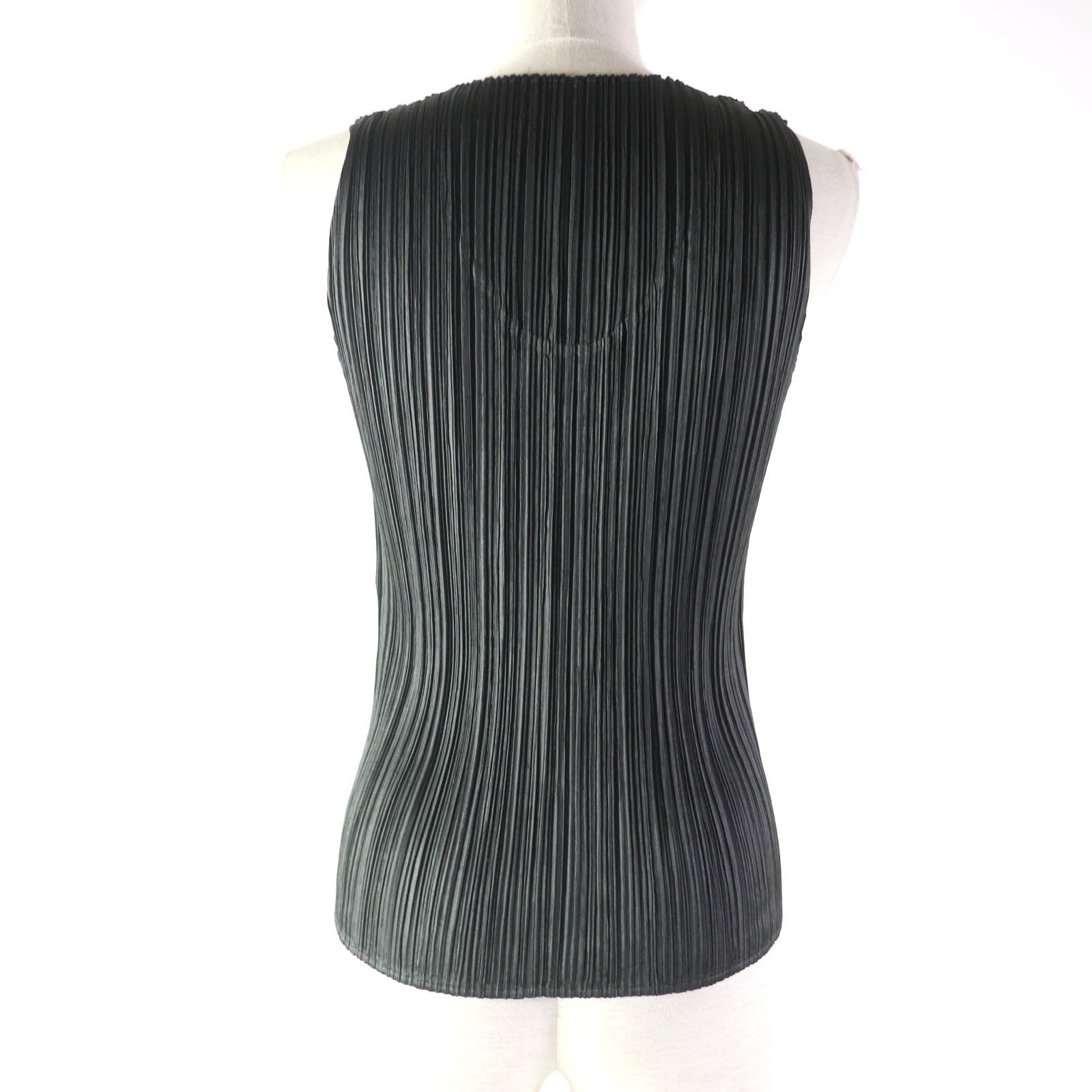 PLEATS PLEASE U-neck Sleeveless Top Dark Gray