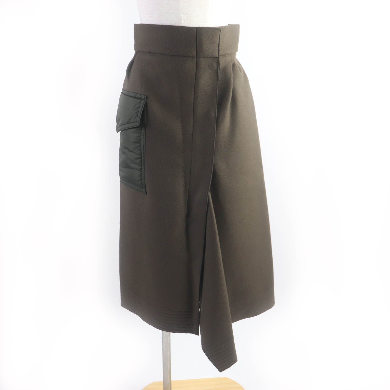 Moncler GONNA Wool Nylon Skirt Khaki Women