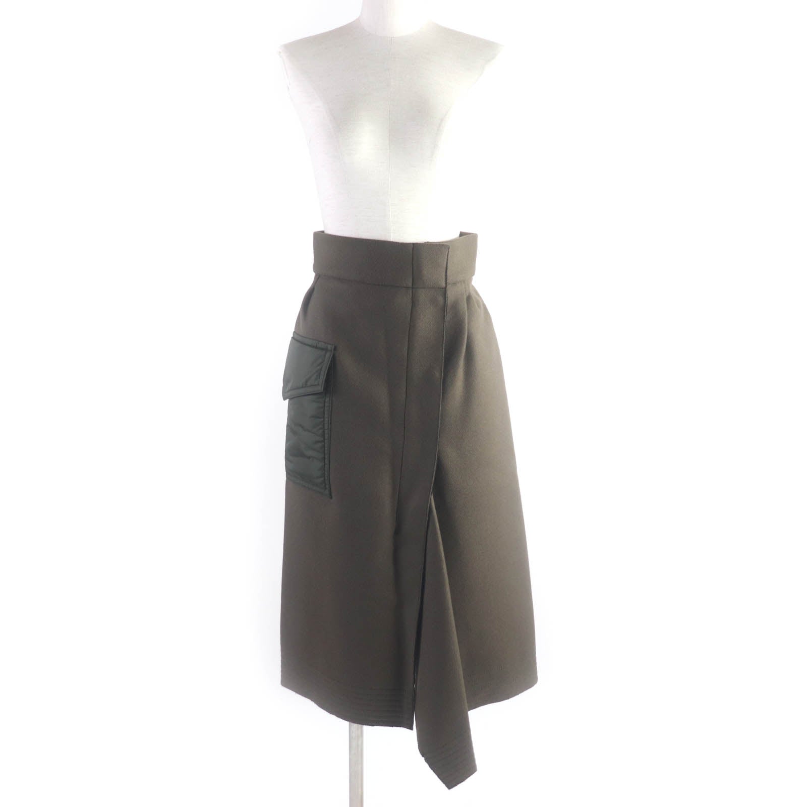 Moncler GONNA Wool Nylon Skirt Khaki Women