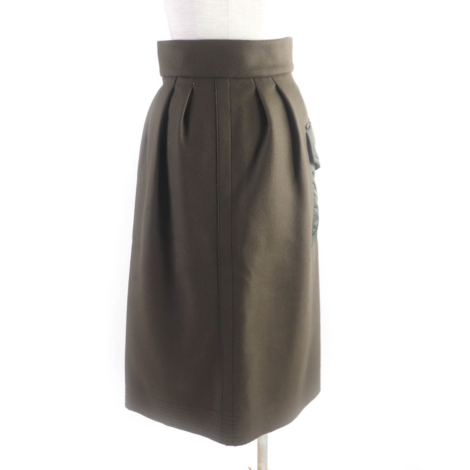 Moncler GONNA Wool Nylon Skirt Khaki Women