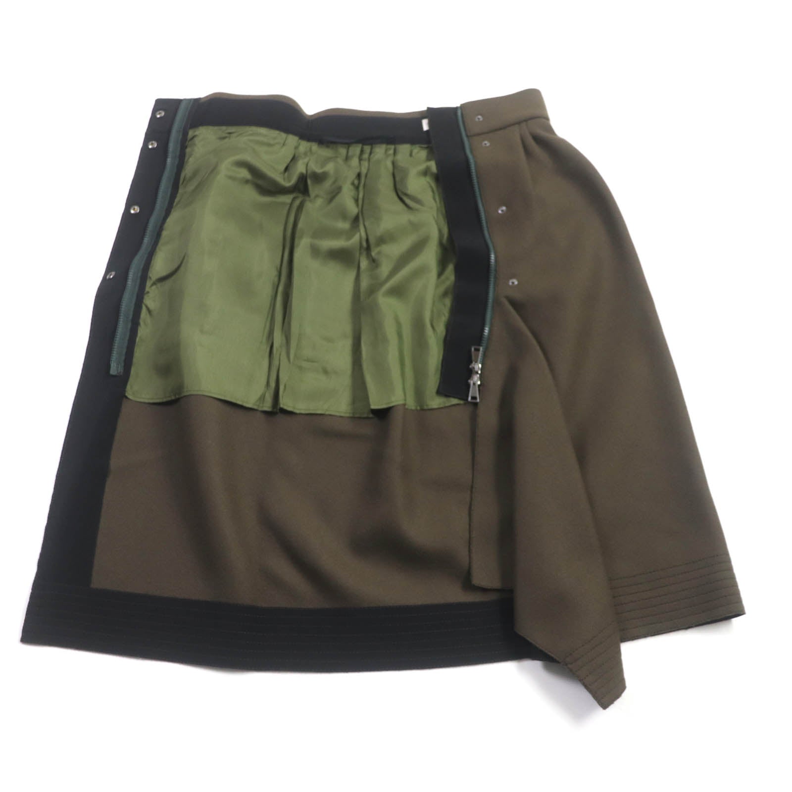 Moncler GONNA Wool Nylon Skirt Khaki Women