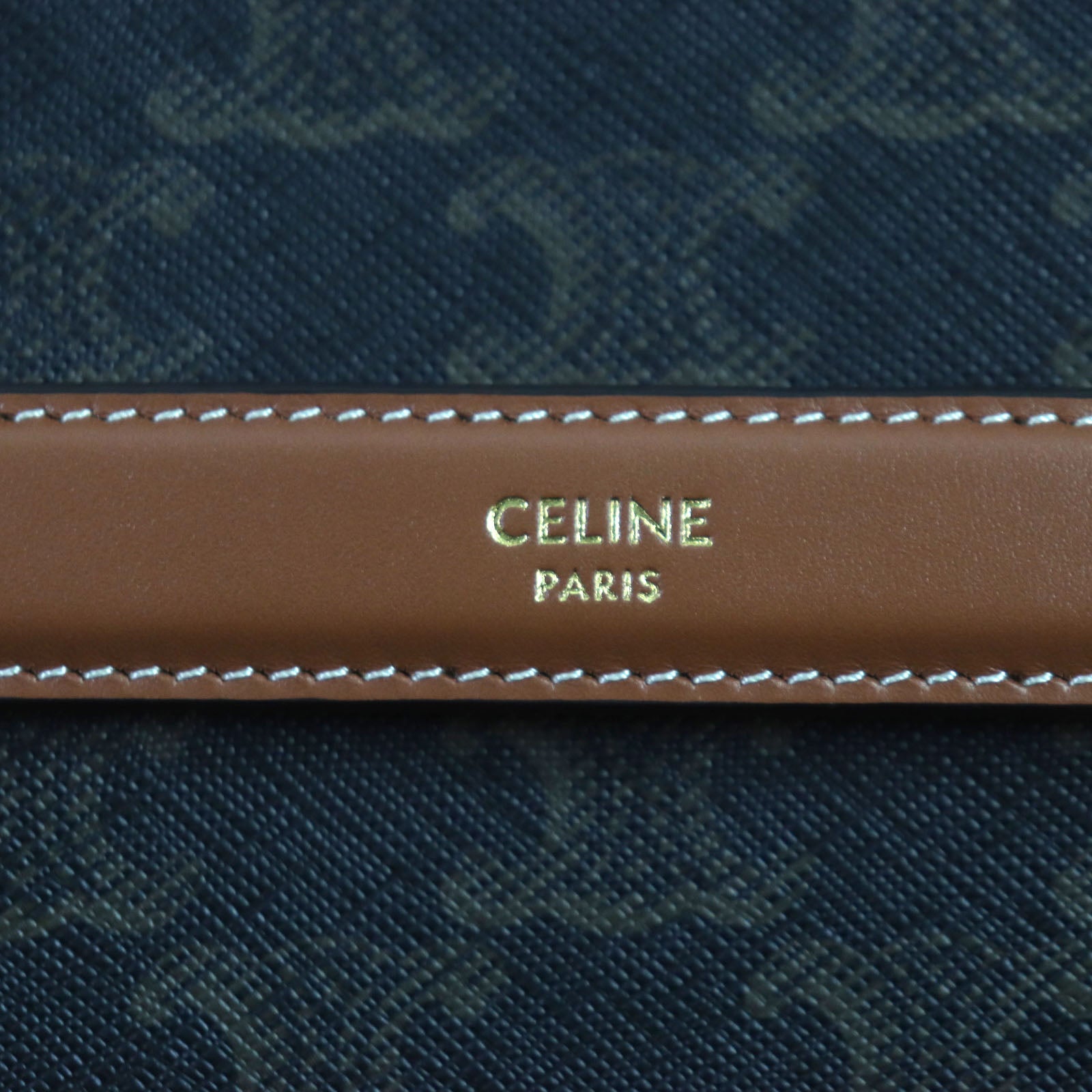 Celine Triomphe Canvas Calfskin Clutch Bag