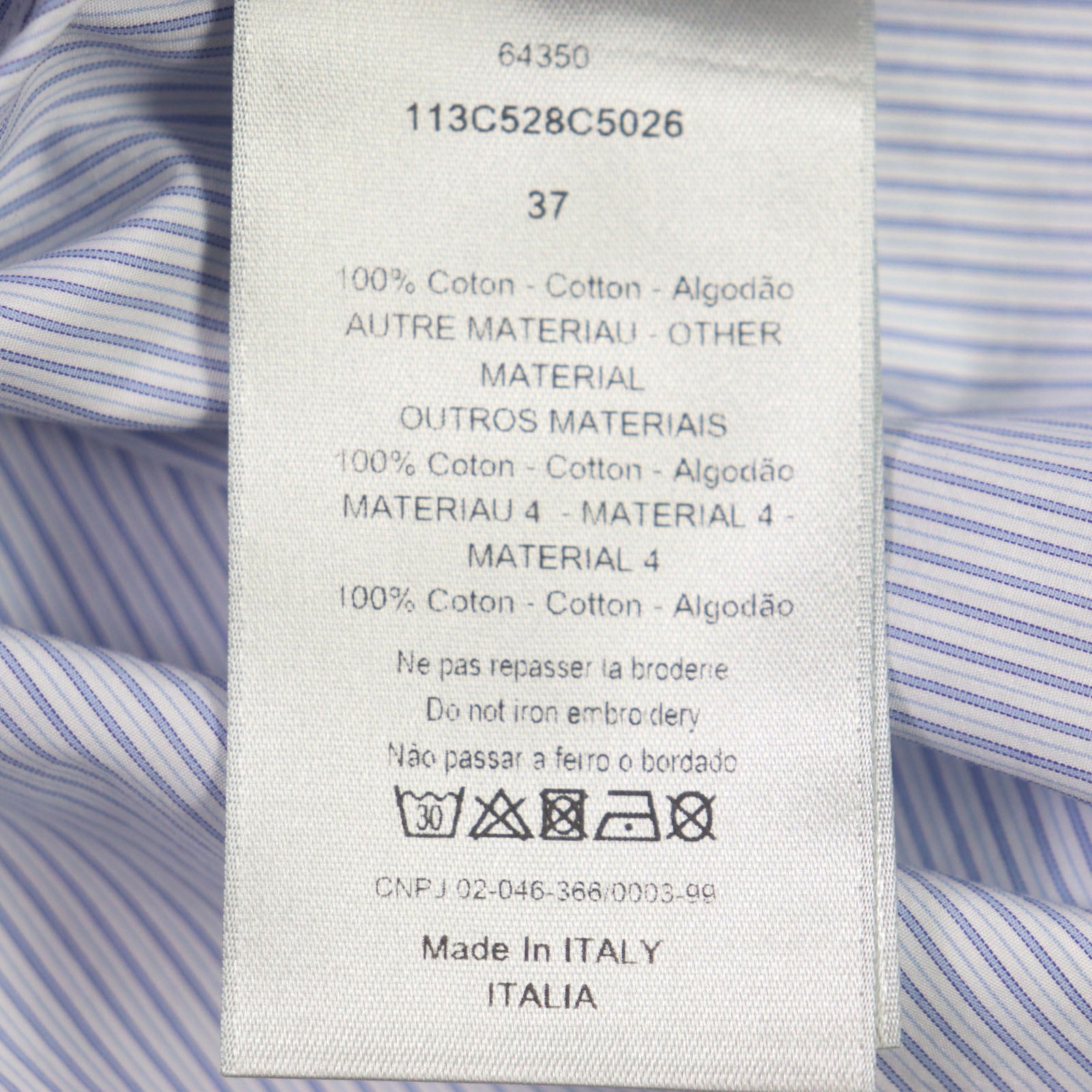 Dior Cotton Stripe Logo Embroidery Shirt