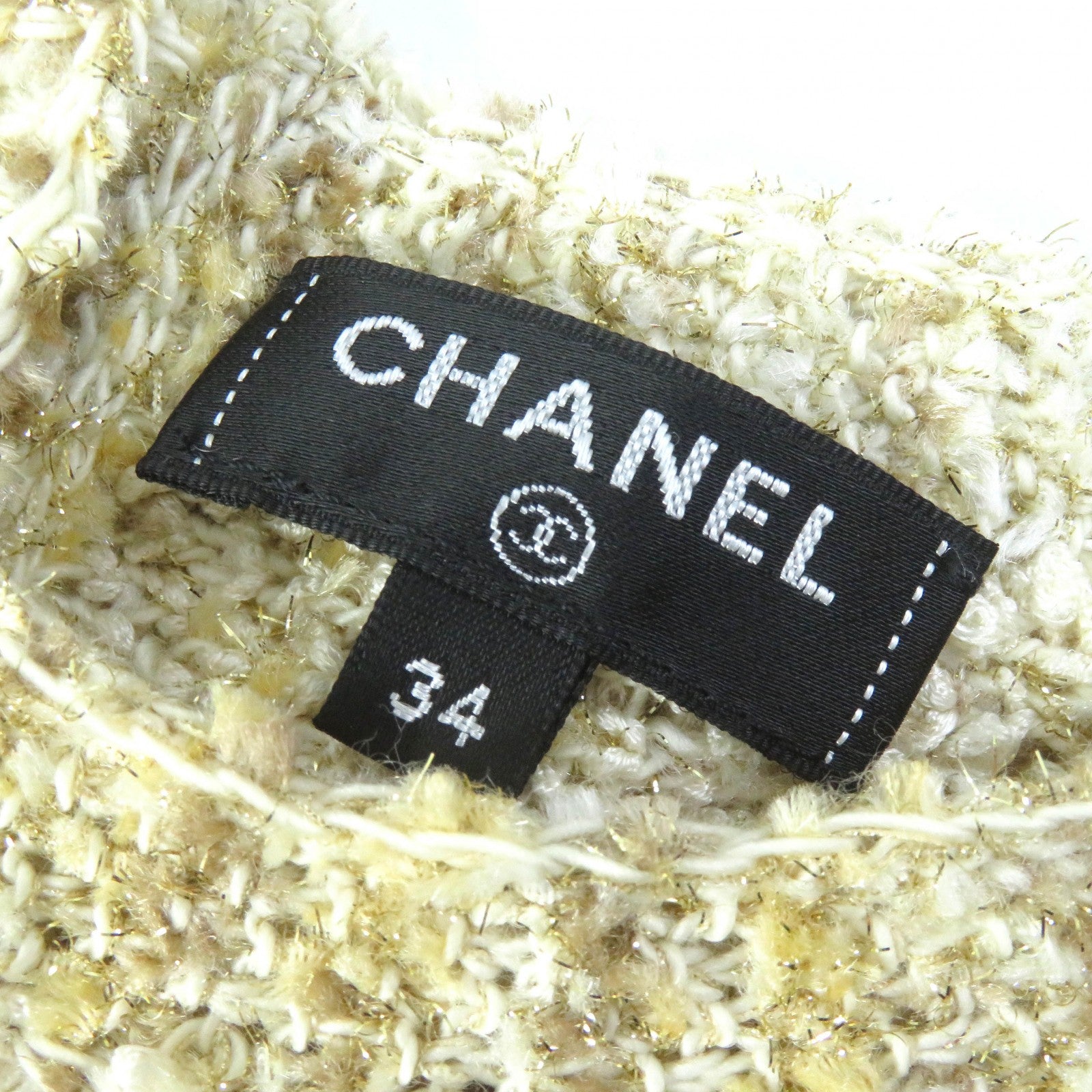 Chanel Wool Blend Sleeveless Knit Dress Beige 34