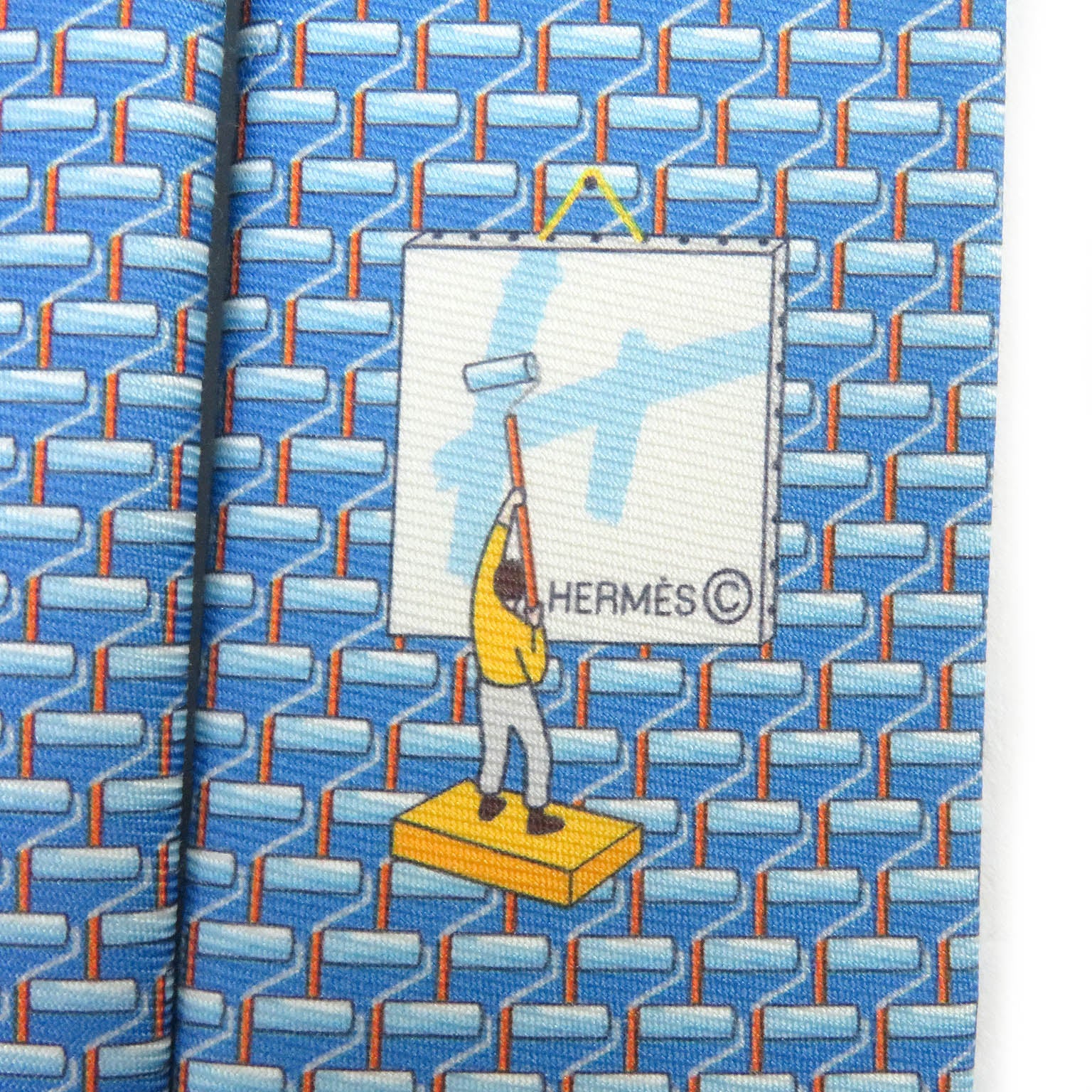 Hermes Silk Roller Paint Pattern Tie