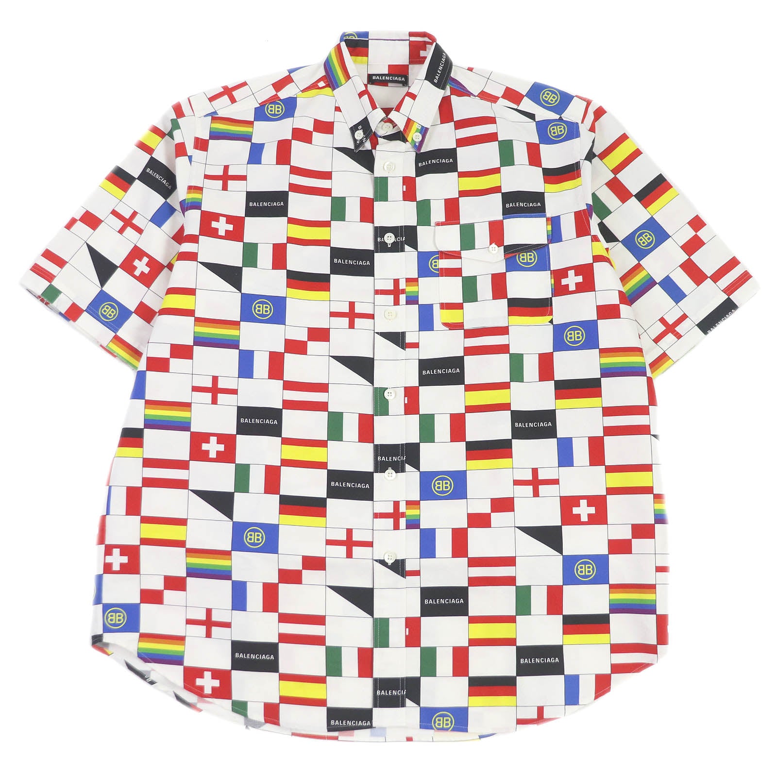 Balenciaga Cotton Flag Print Shirt 38