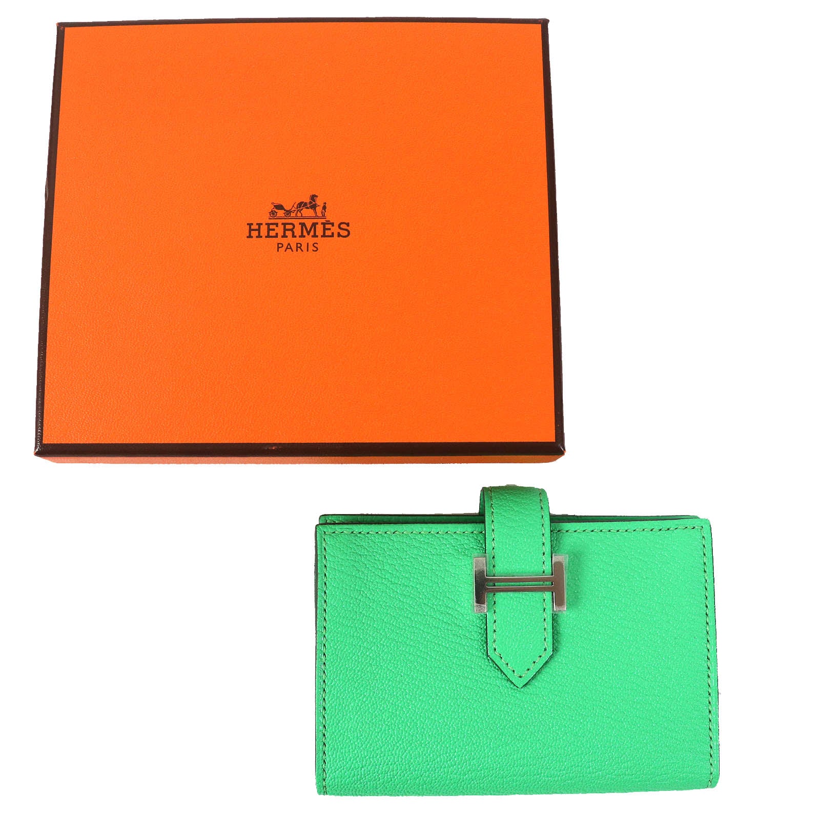 Hermes Chevre Mysore Bifold Wallet Card Case