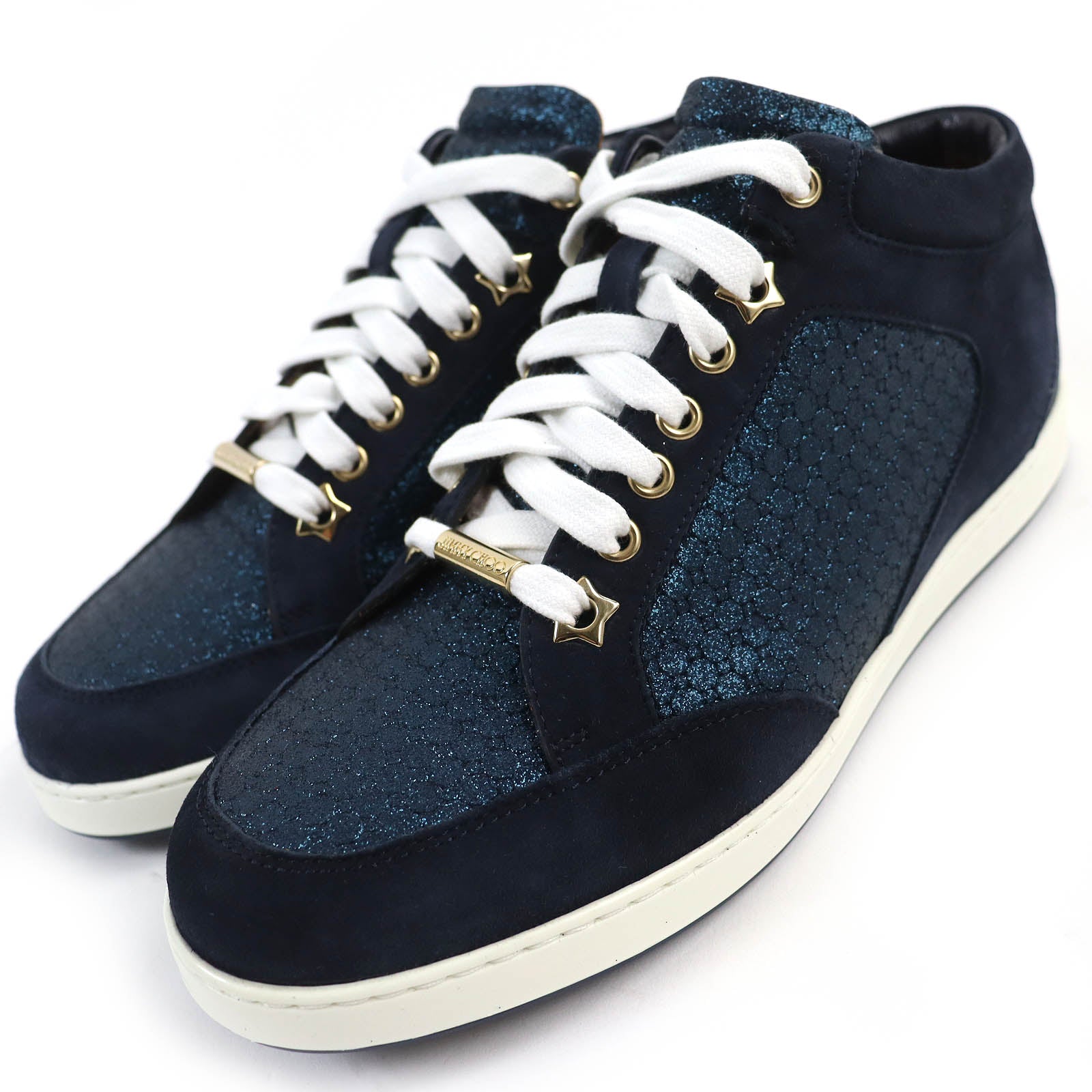 Jimmy Choo Suede Glitter Sneakers Navy 38