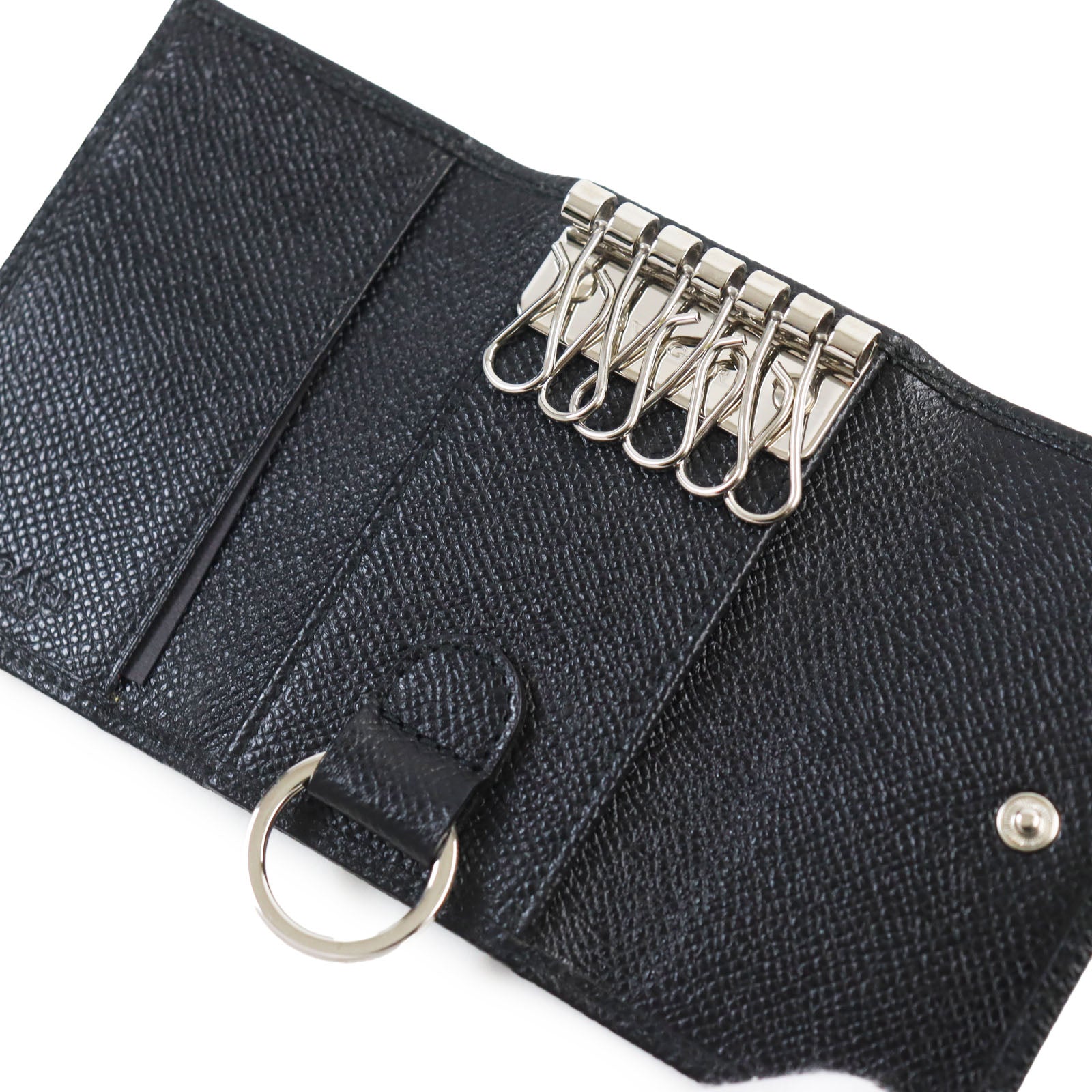 BVLGARI Leather Key Holder 6-row Metal Logo