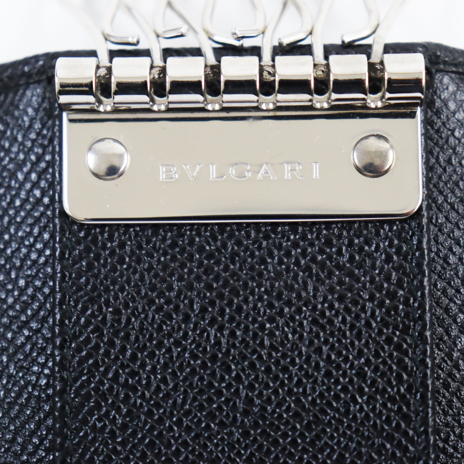 BVLGARI Leather Key Holder 6-row Metal Logo