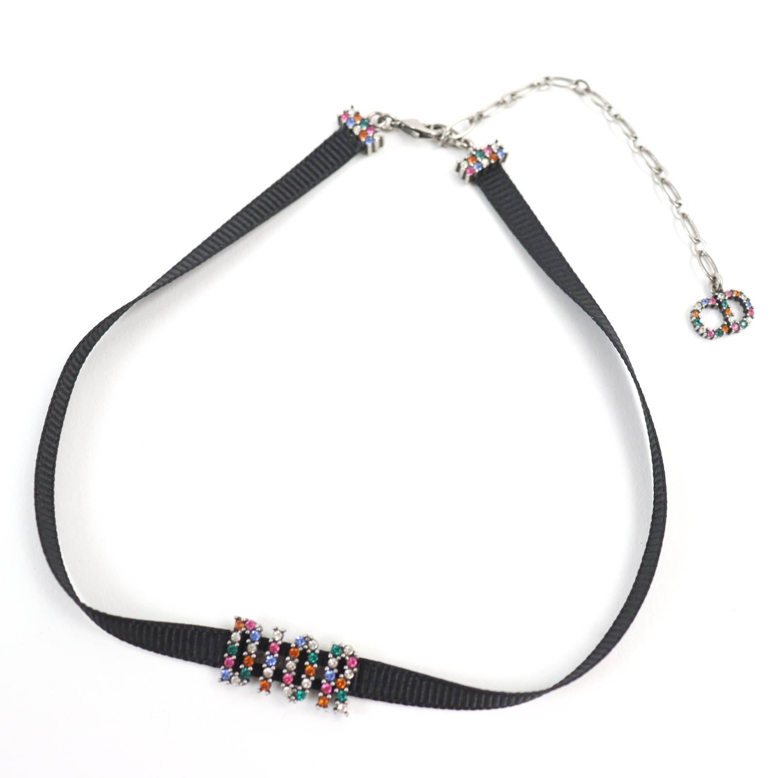 Dior Logo Rhinestone Choker Black