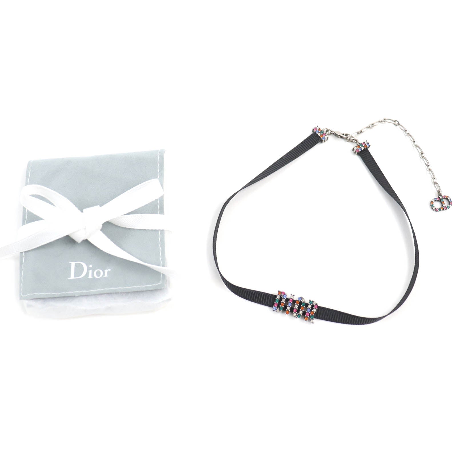 Dior Logo Rhinestone Choker Black