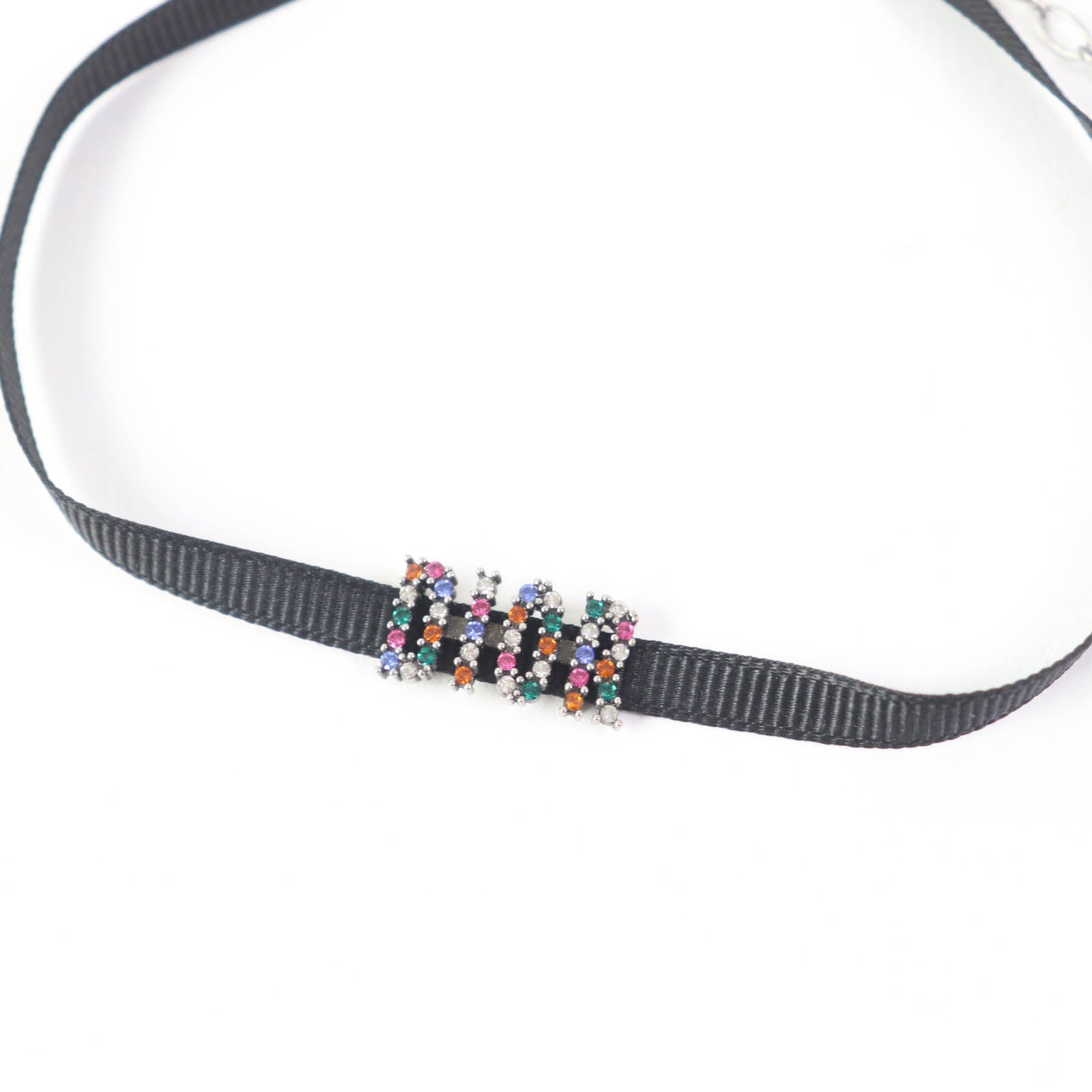 Dior Logo Rhinestone Choker Black