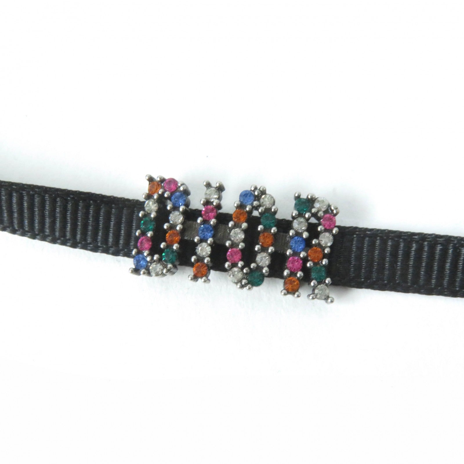 Dior Logo Rhinestone Choker Black