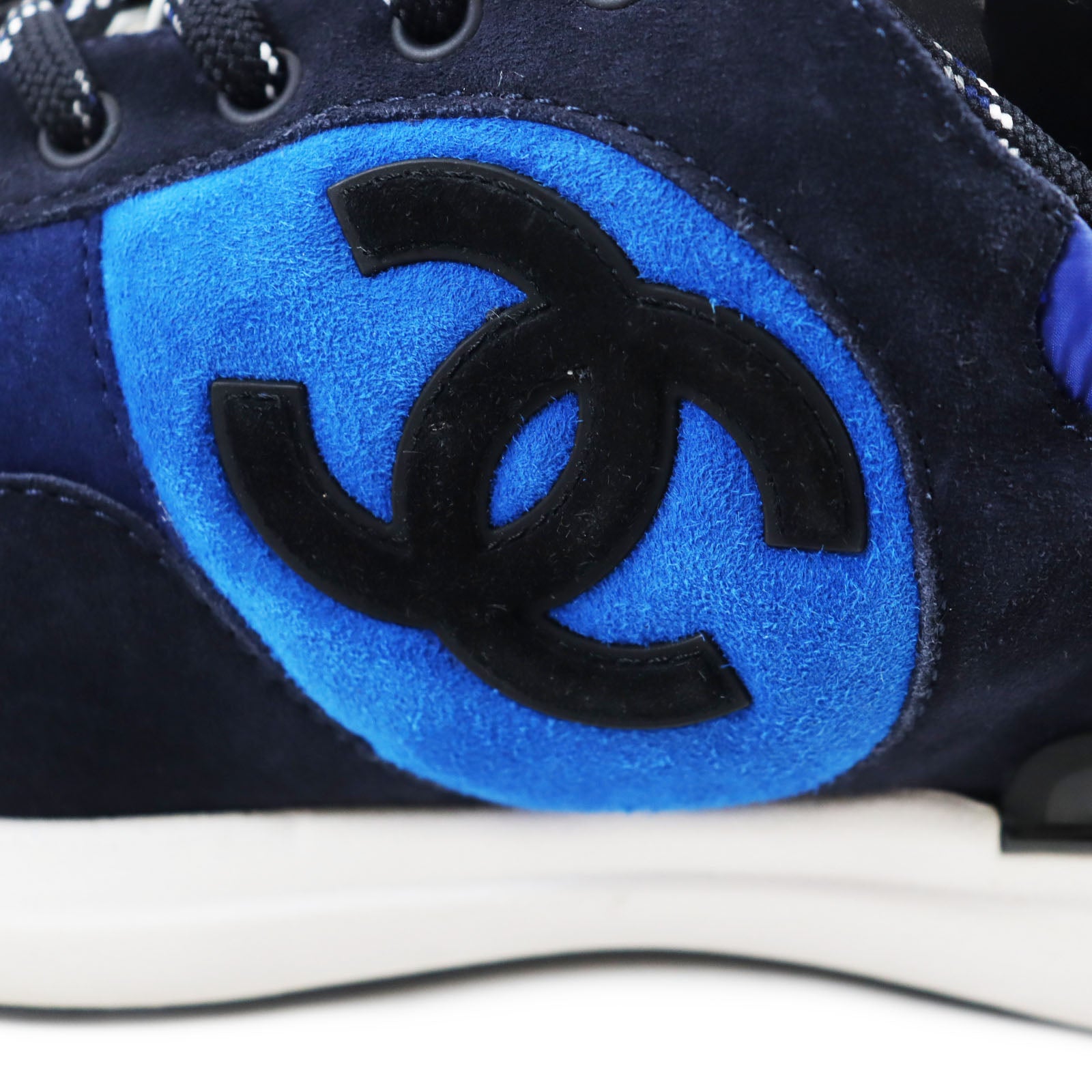 Chanel Suede Leather Sneakers Blue Navy 42