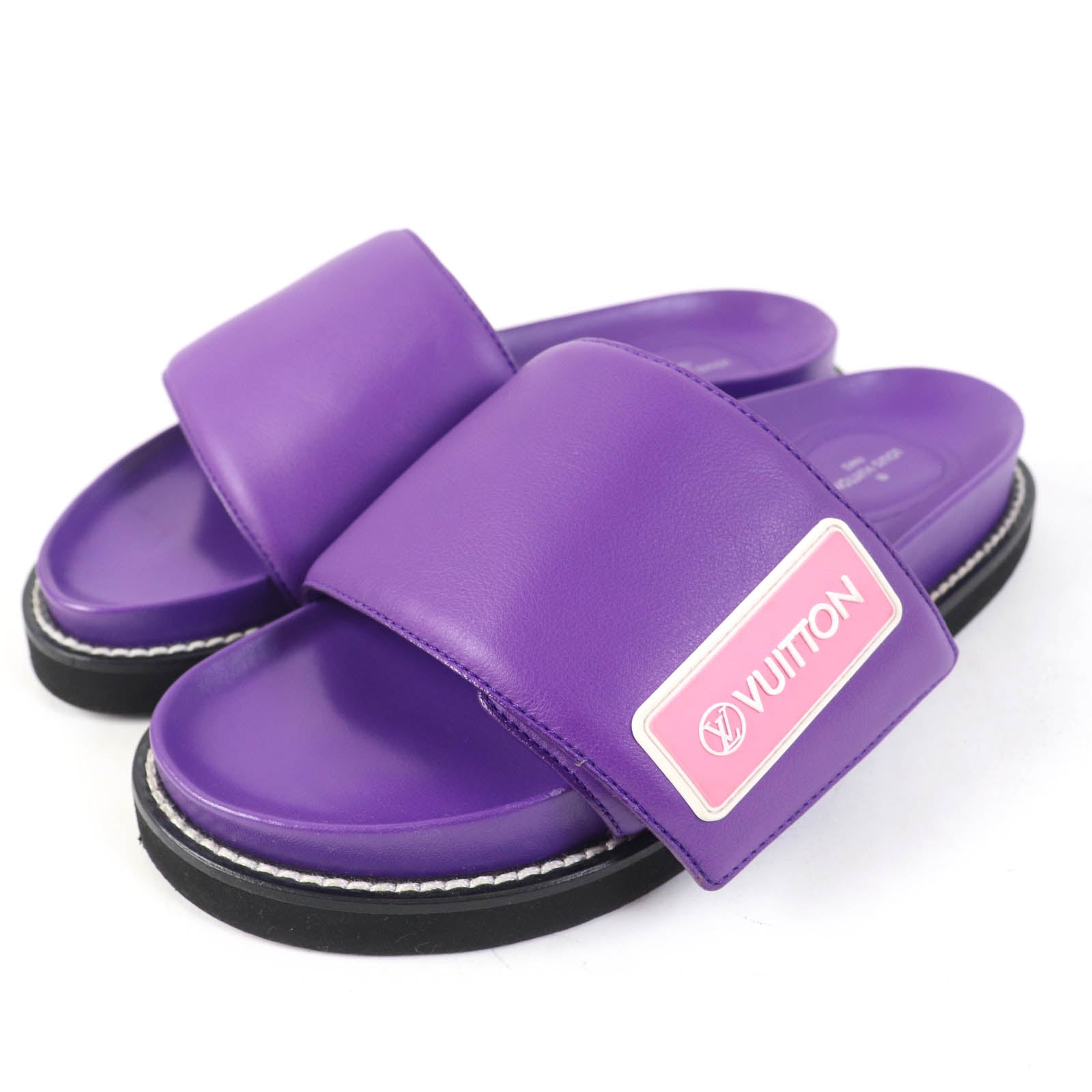 Louis Vuitton Leather Flat Sandals Purple 39