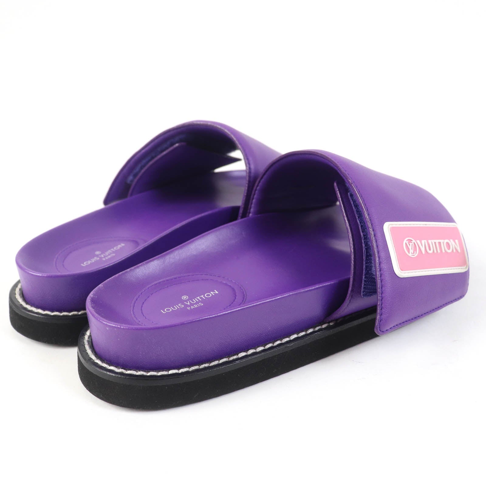 Louis Vuitton Leather Flat Sandals Purple 39