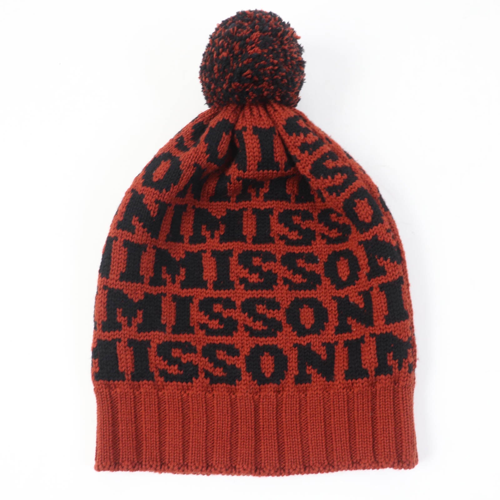 Missoni Wool Logo Knit Hat Brown Black