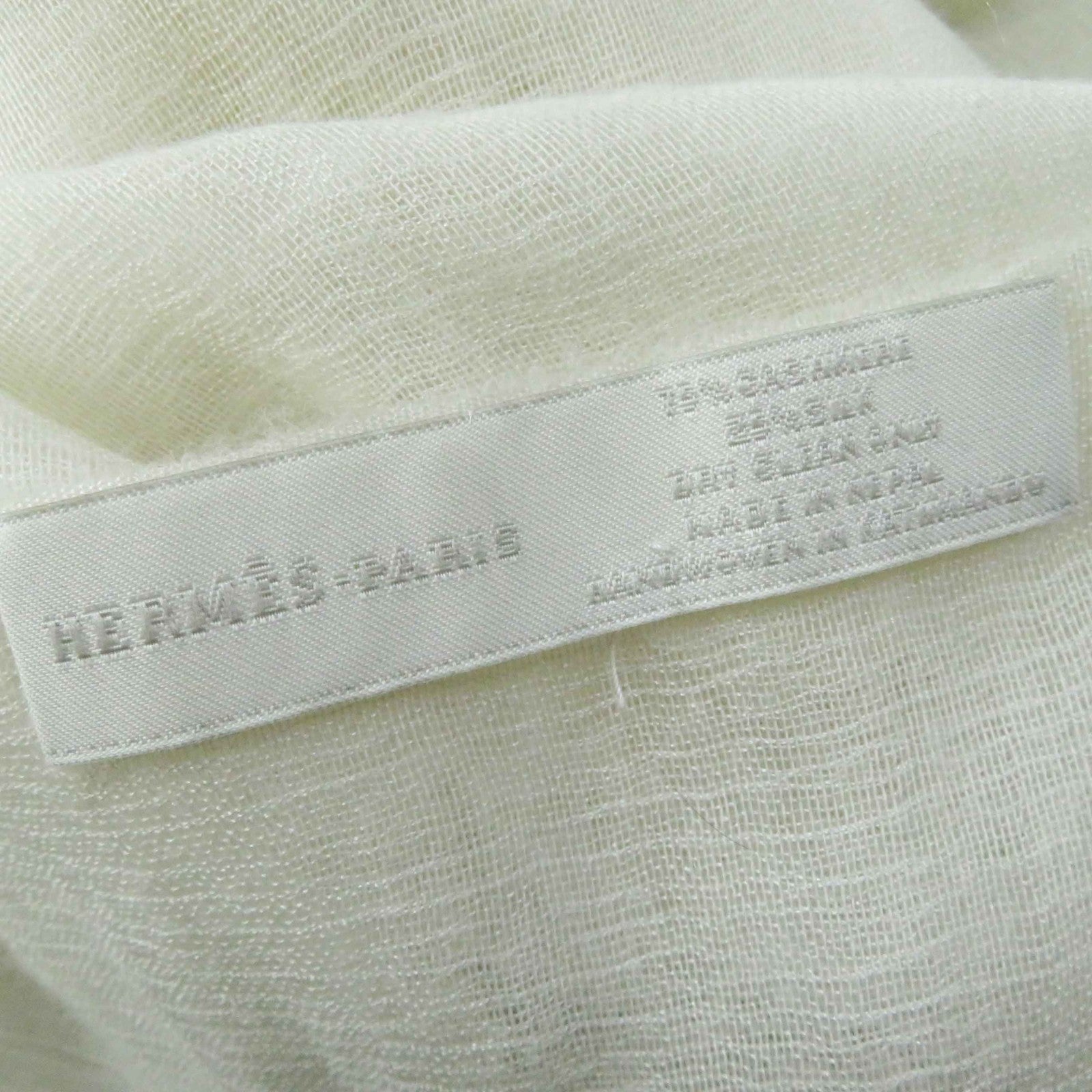 HERMES Cashmere Silk H Logo Scarf Ivory